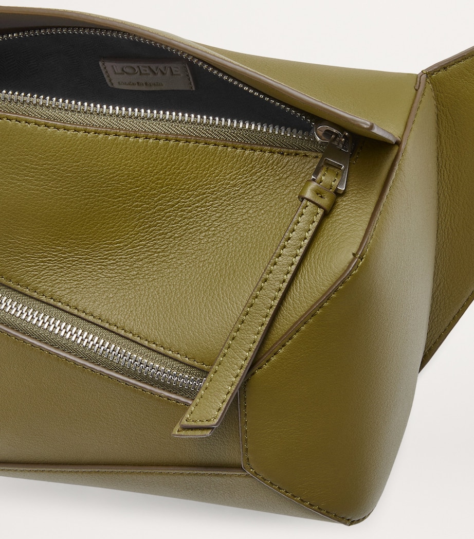 Small Leather Puzzle Edge Belt Bag OLIVE Image 4