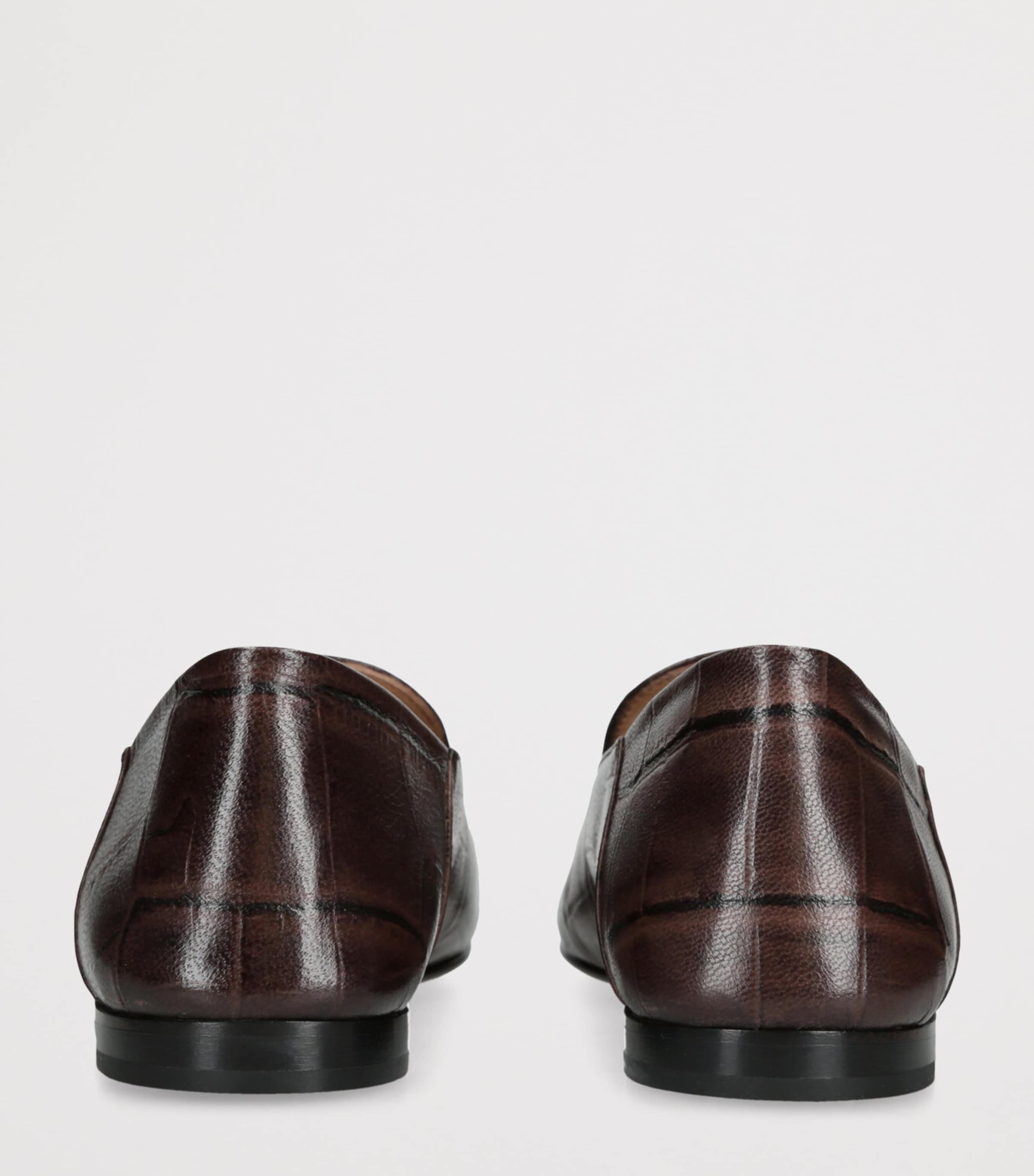Dear Frances Womens Croc-Embossed Leather Gio Loafers Dark Brown Image 2