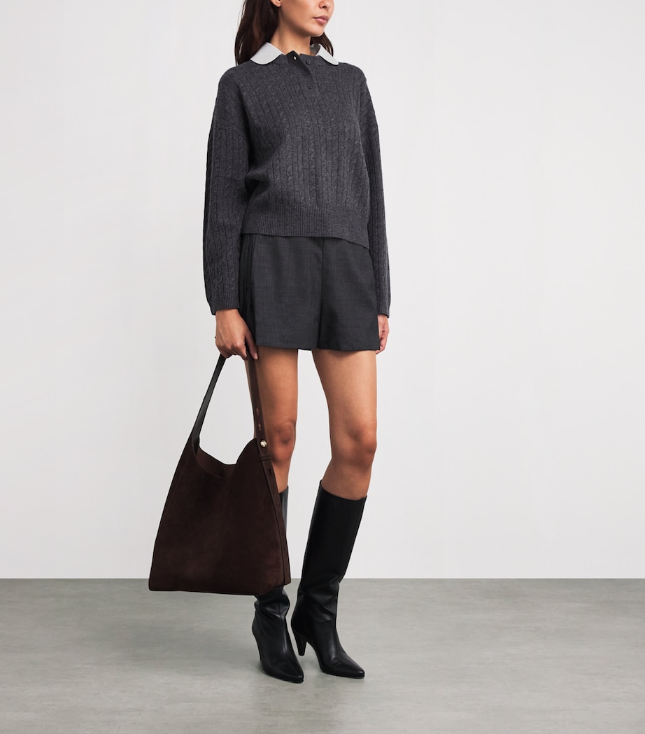 Wool-Cashmere Peter Pan Collar Sweater MOTTLED GREY Image 2