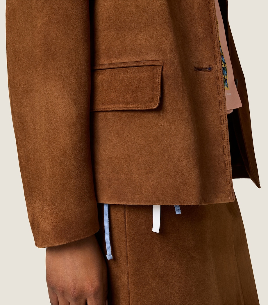 Miu Miu Womens Suede Jacket Brown Image 4