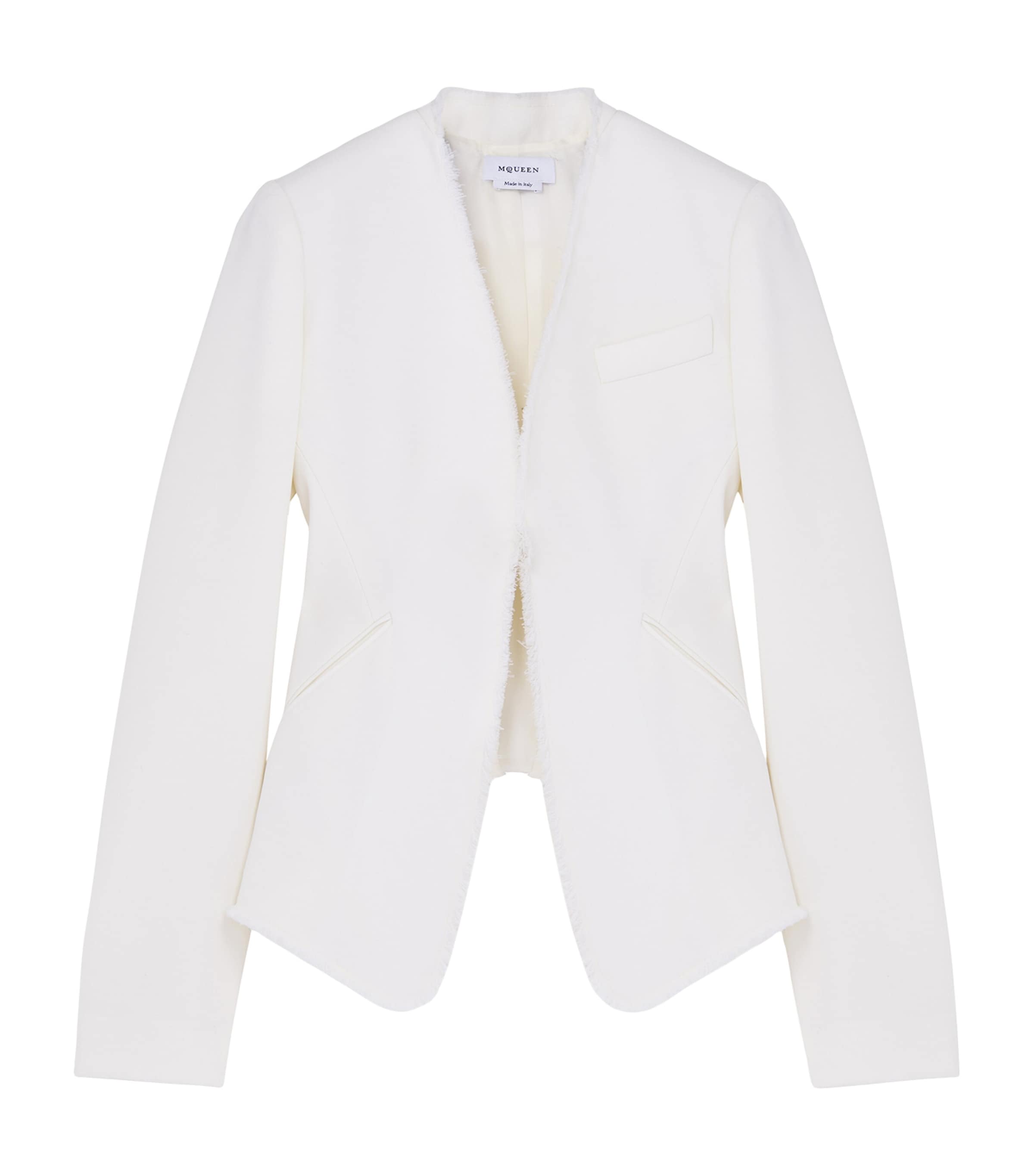 Alexander Mcqueen Wool Deconstructed Peplum Jacket In White