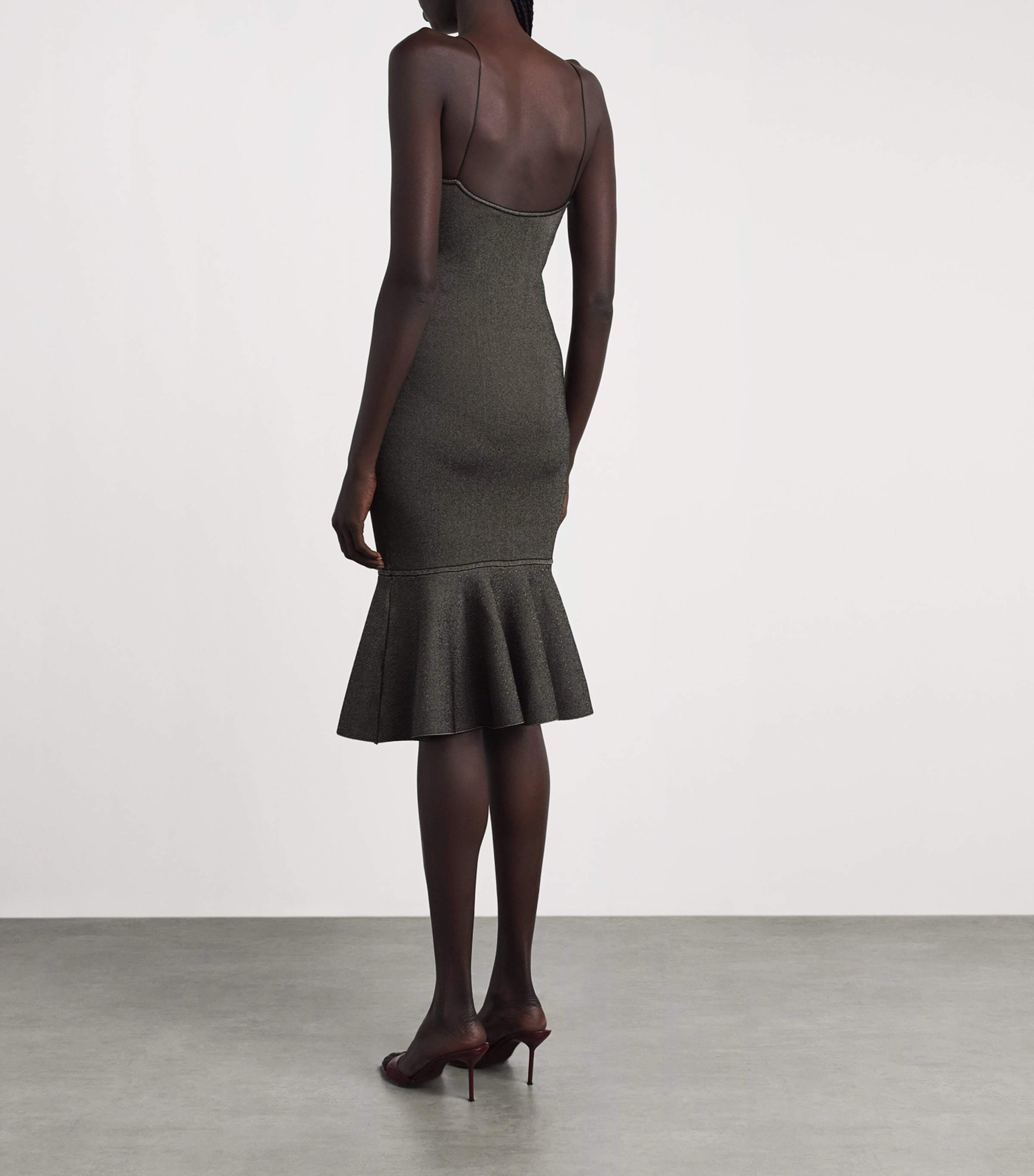 Jacquemus Womens Knitted Pina Midi Dress Dark Beige Image 4