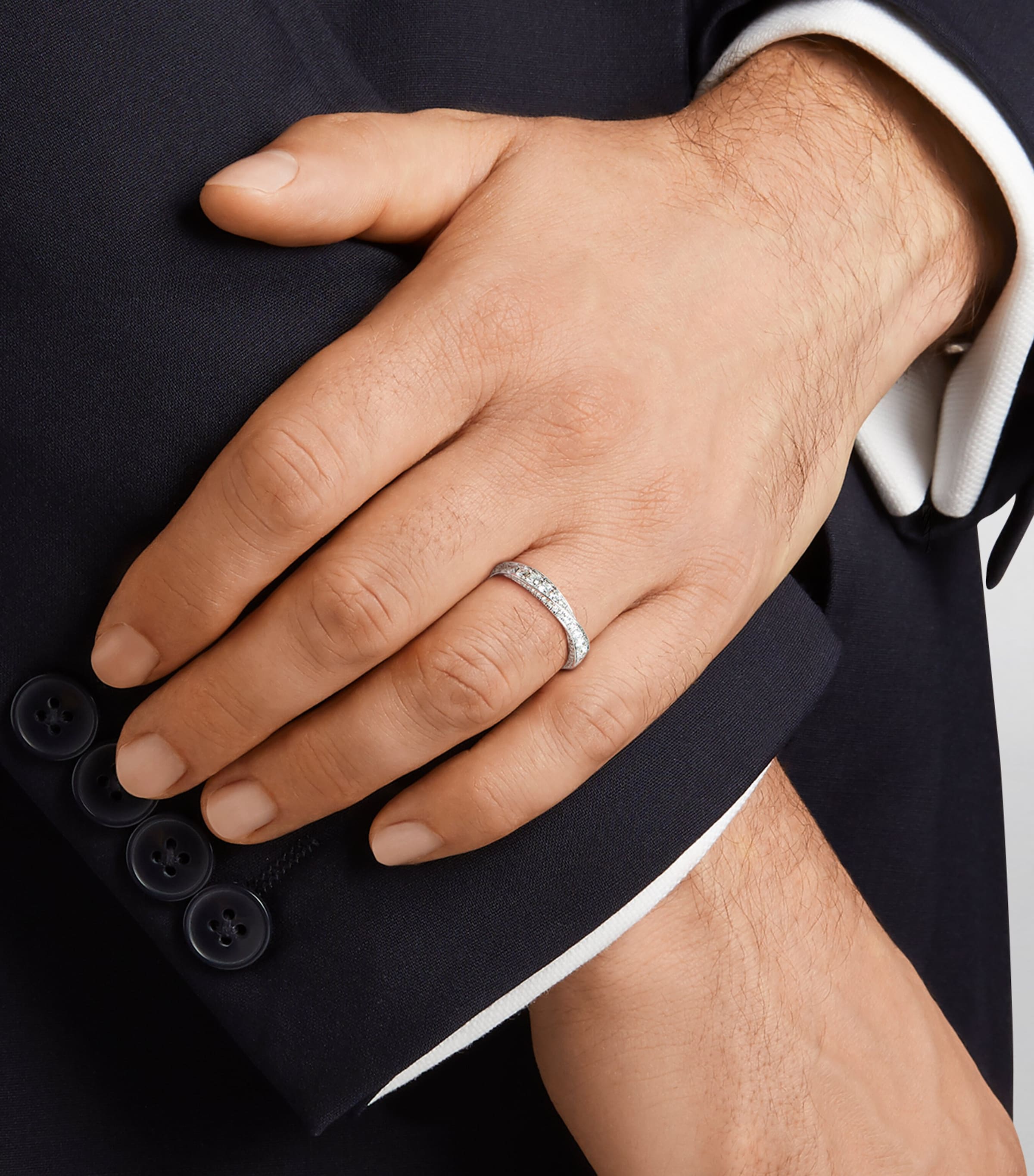 White Gold and Diamond Spiral Ring WHITE GOLD Image 4