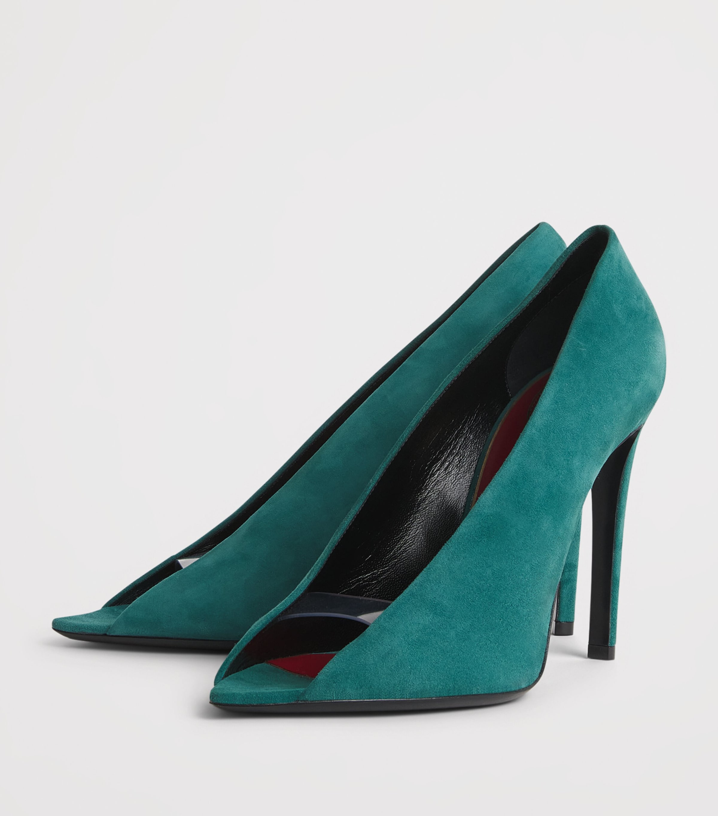 Valentino Garavani Suede Open-Toe Révélé Pumps 105 Teal Image 3