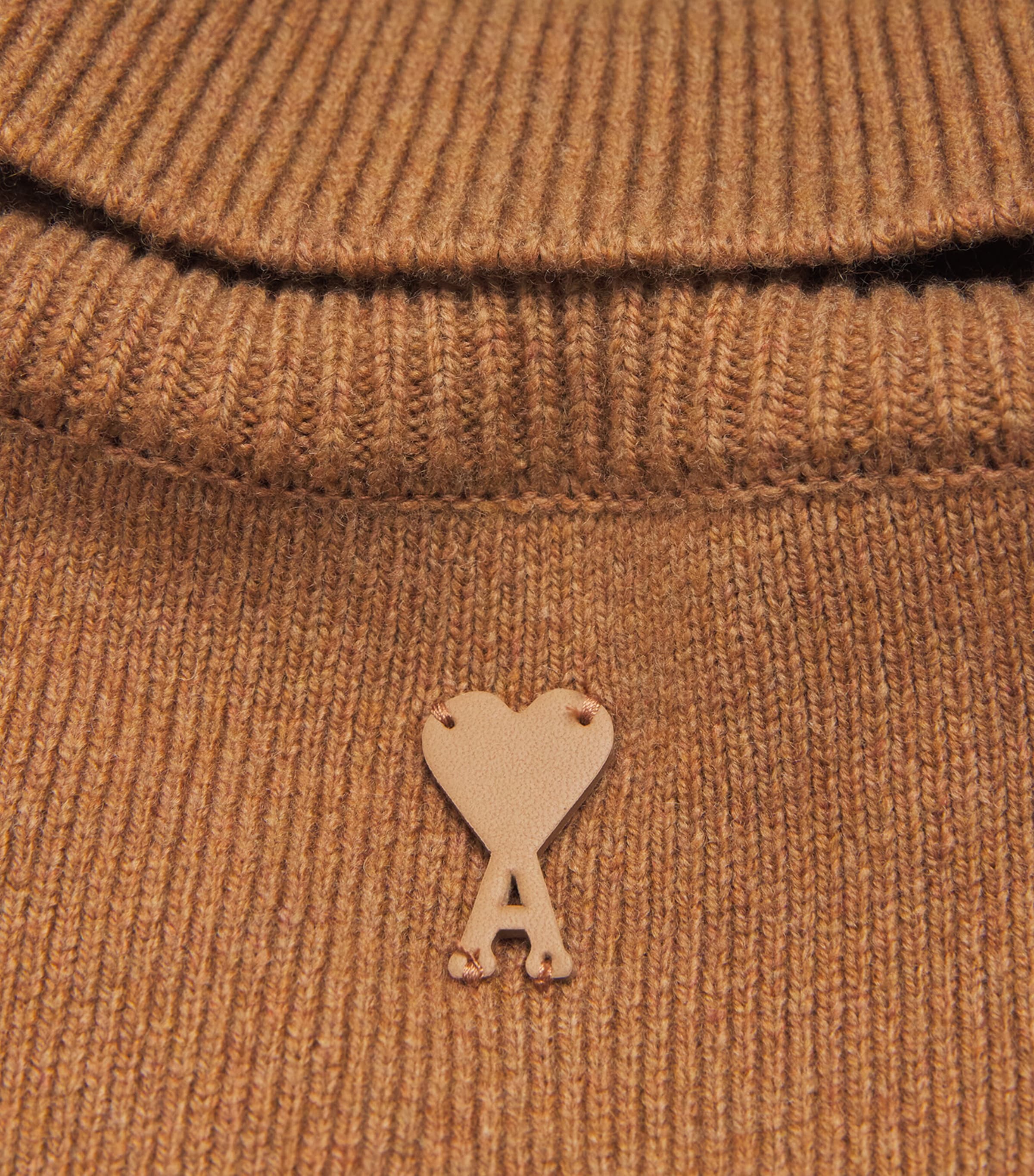 AMI Paris Womens Wool High-Collar Sweater Camel Image 6
