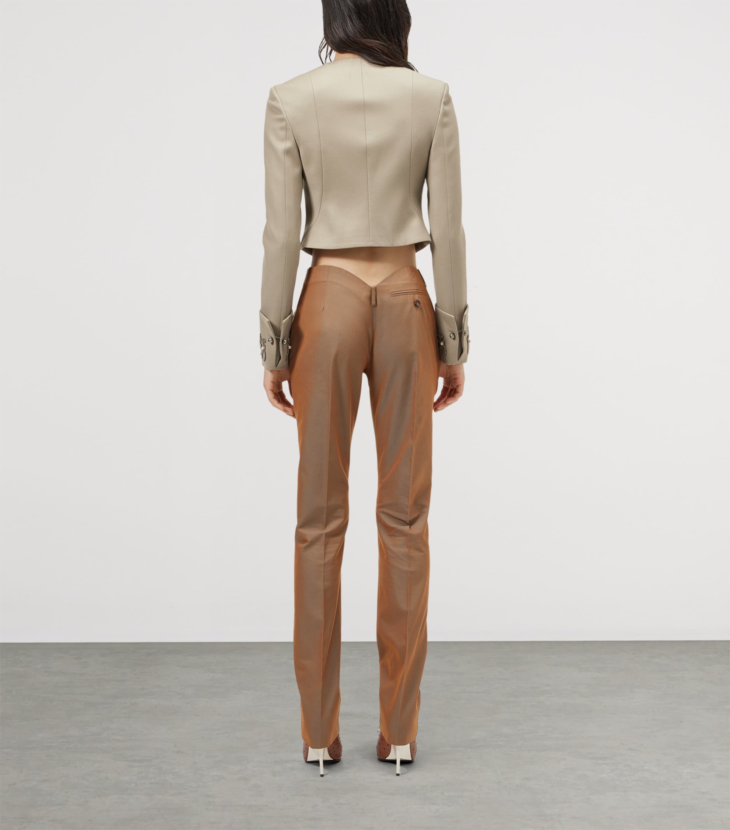 McQueen Womens Iridescent Bumster Trousers Image 3
