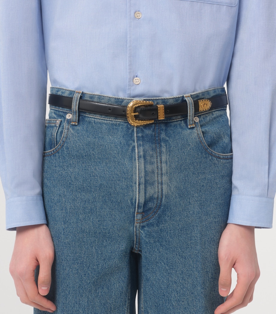 Leather VLogo Buckle Belt 0NO Image 2