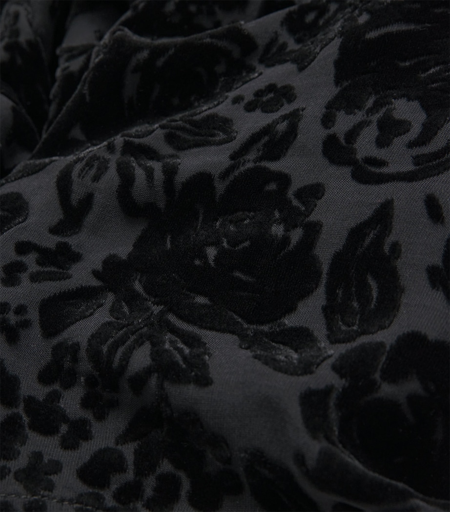 Sheer Floral Boat-Neck Blouse BLACK Image 5