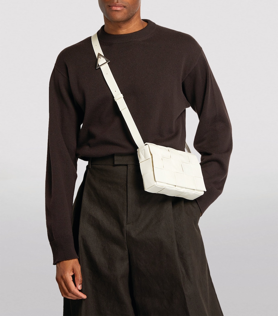 Leather Intreccio Cassette Cross-Body Bag WHITE-SILVER Image 2