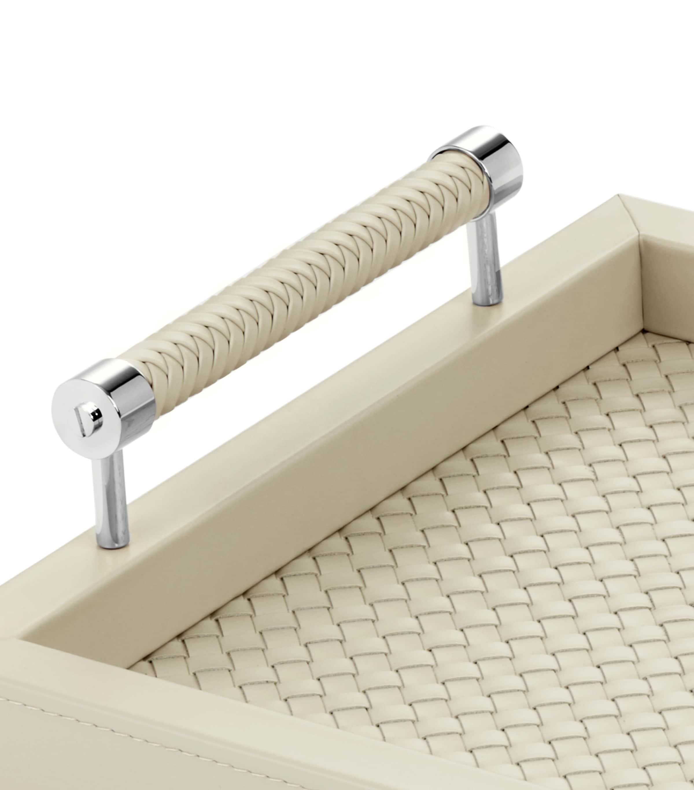 Leather Woven Diana Tray (46cm x 31cm) IVORY Image 3