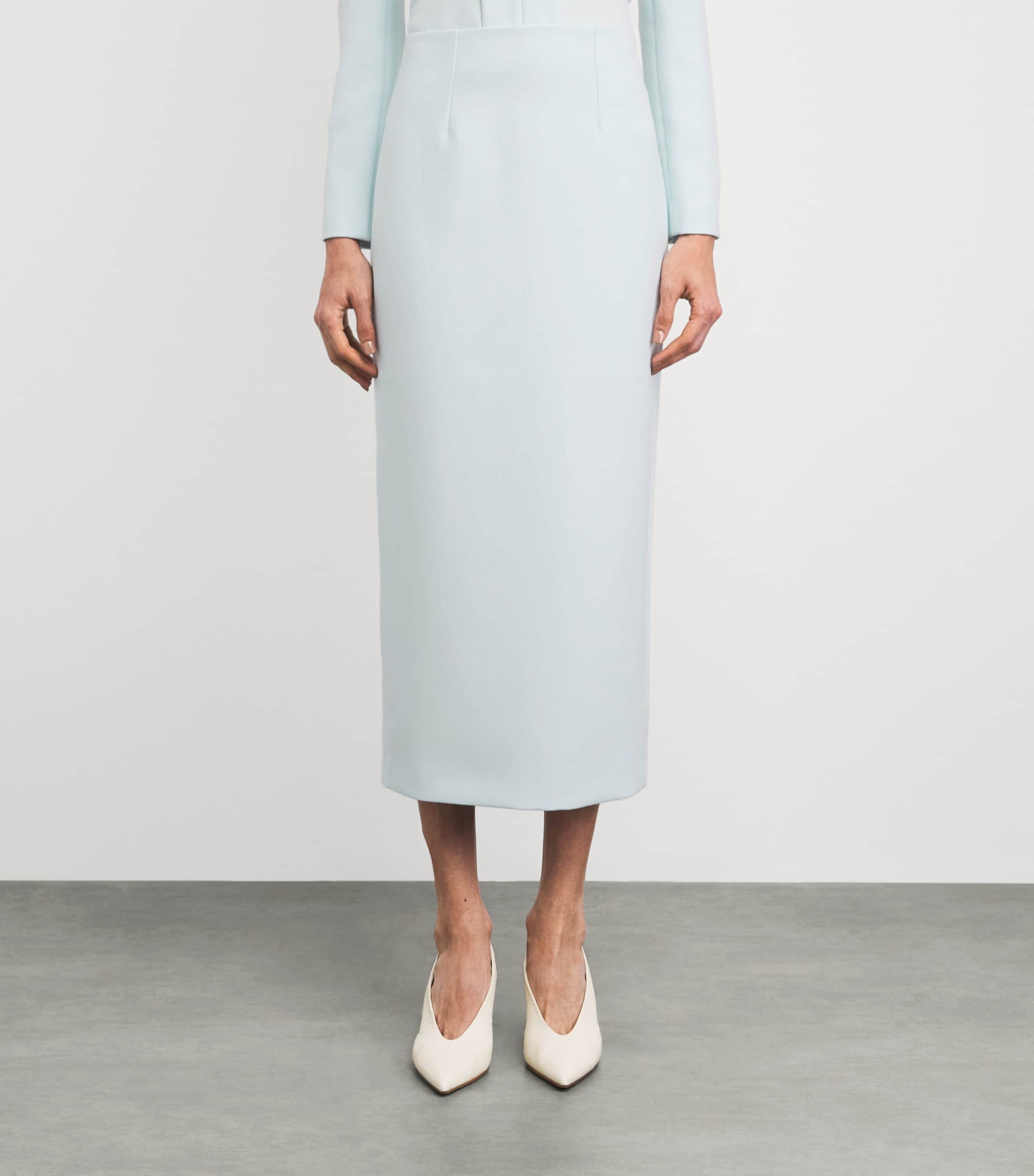 Roland Mouret Womens Crepe Midi Skirt Aqua Blue Image 4