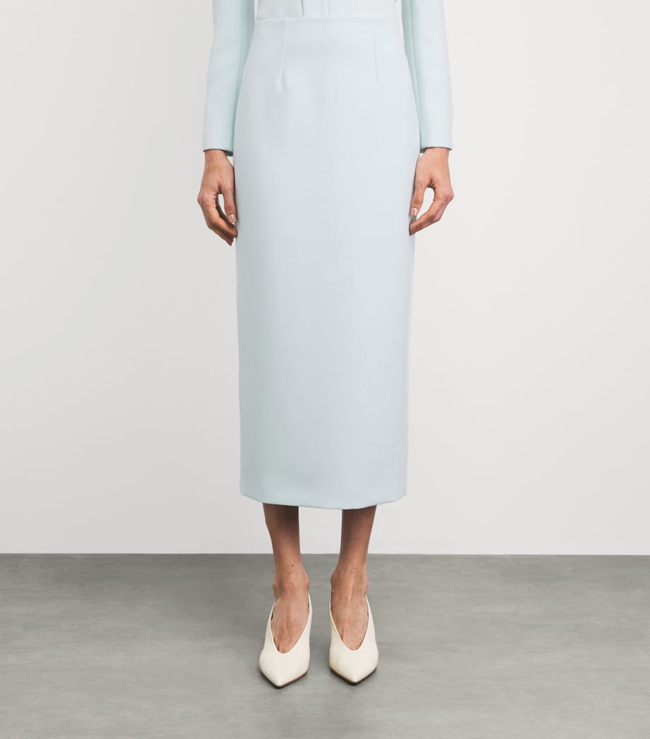 Roland Mouret Womens Crepe Midi Skirt Aqua Blue Image 4