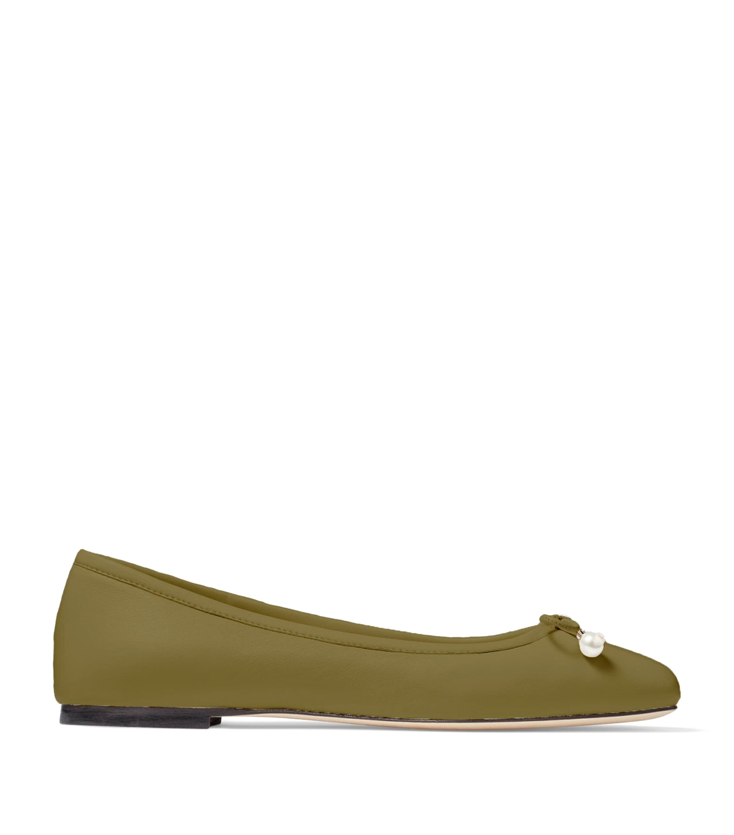 Jimmy Choo Elme Leather Ballet Flats In Green