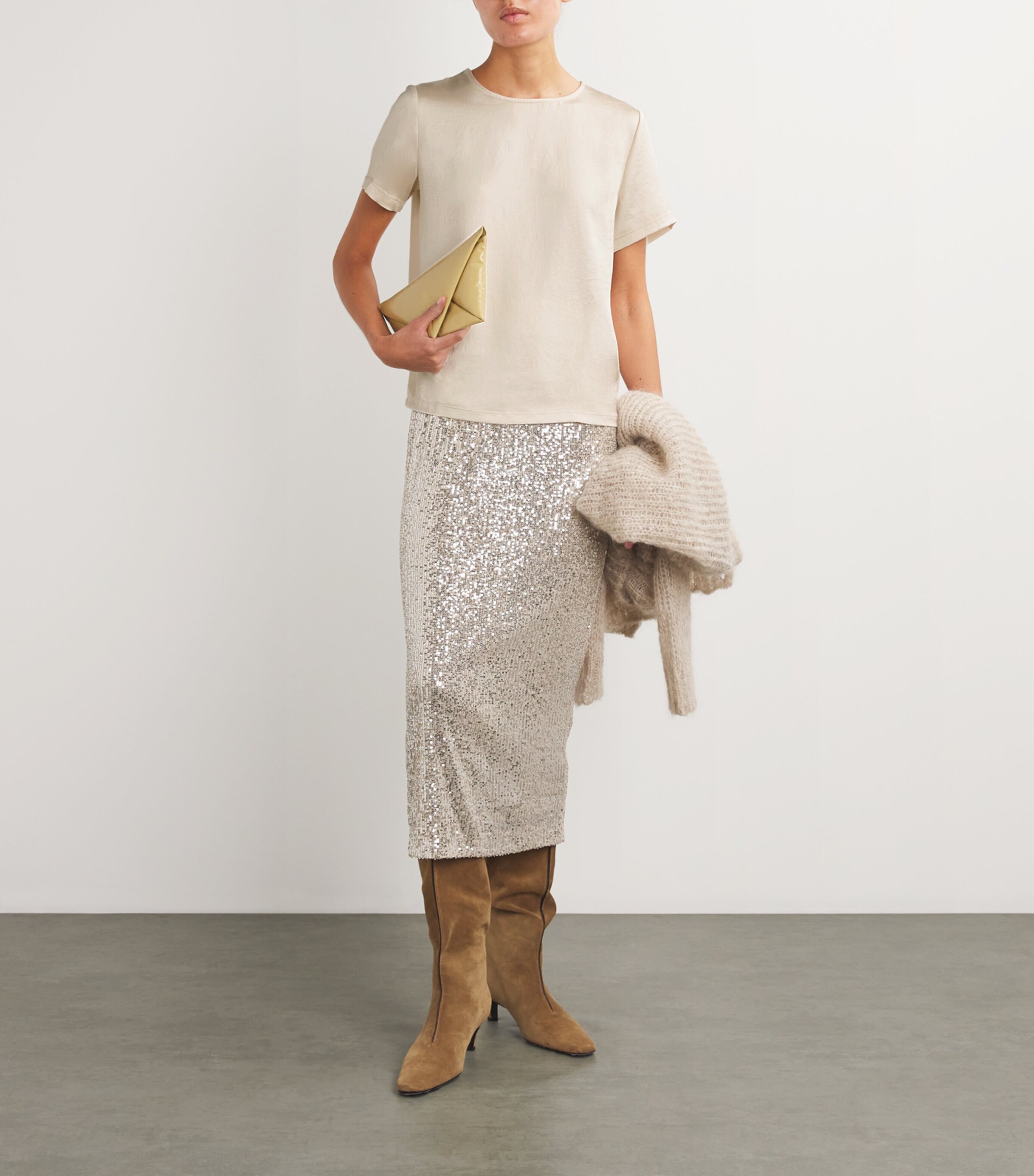 Weekend Max Mara Womens Satin-Front T-Shirt Ivory Image 2