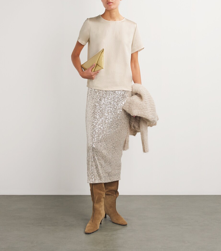 Weekend Max Mara Womens Satin-Front T-Shirt Ivory Image 2