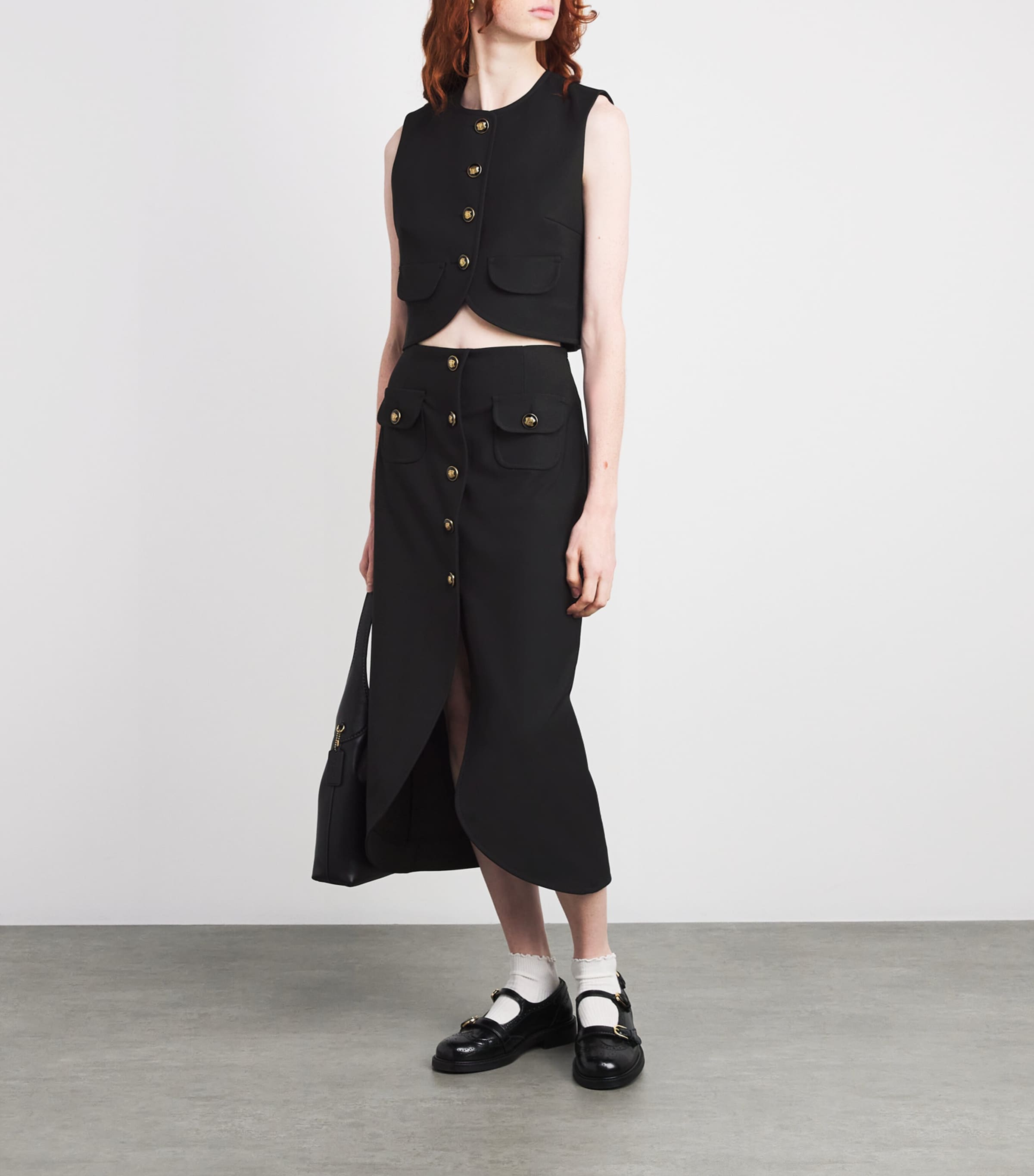 Button-Up Crop Top BLACK Image 2