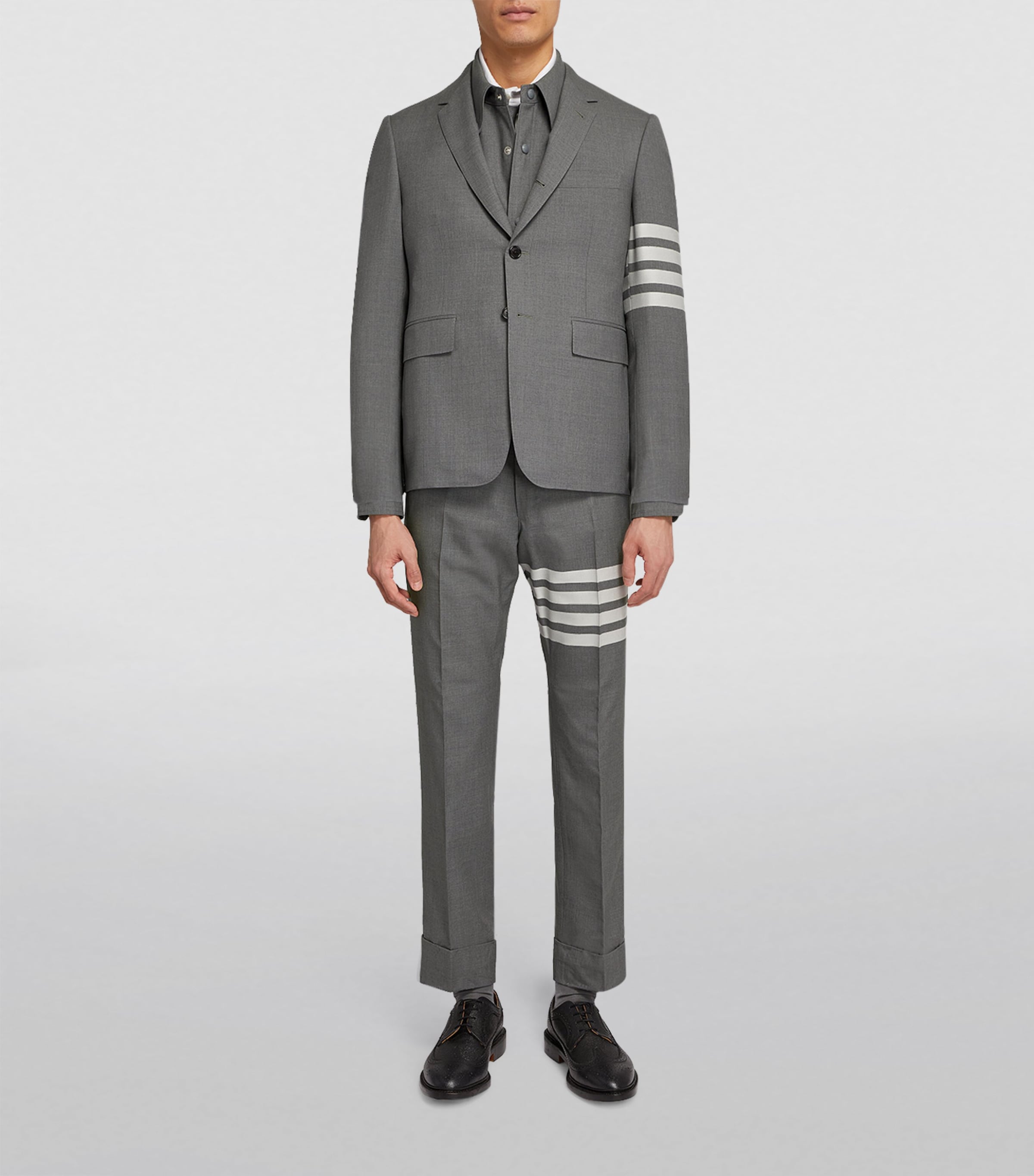 Wool 4-Bar Stripe Tailored Trousers MED GREY Image 2
