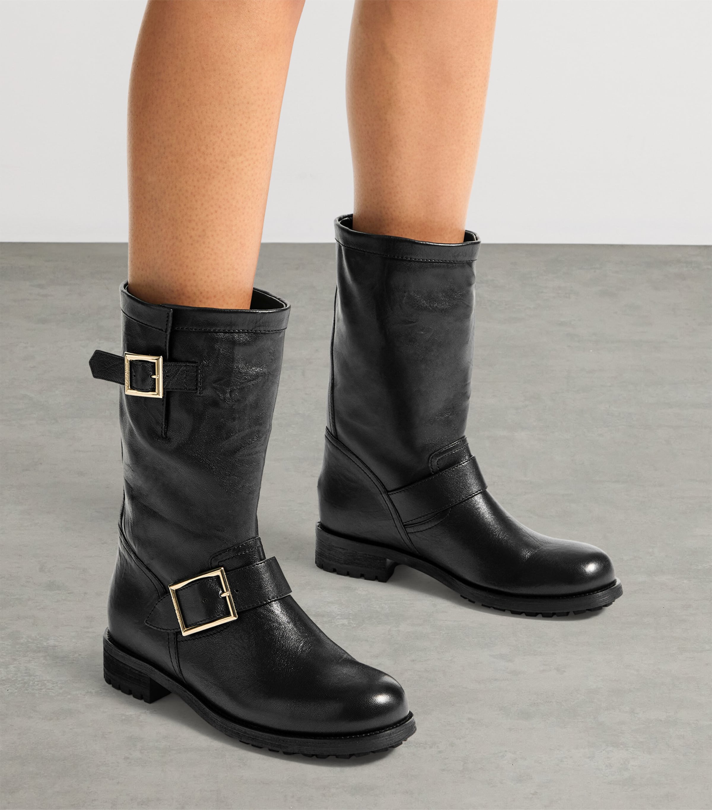 Jimmy Choo Biker Mid Leather Boots Black Image 2