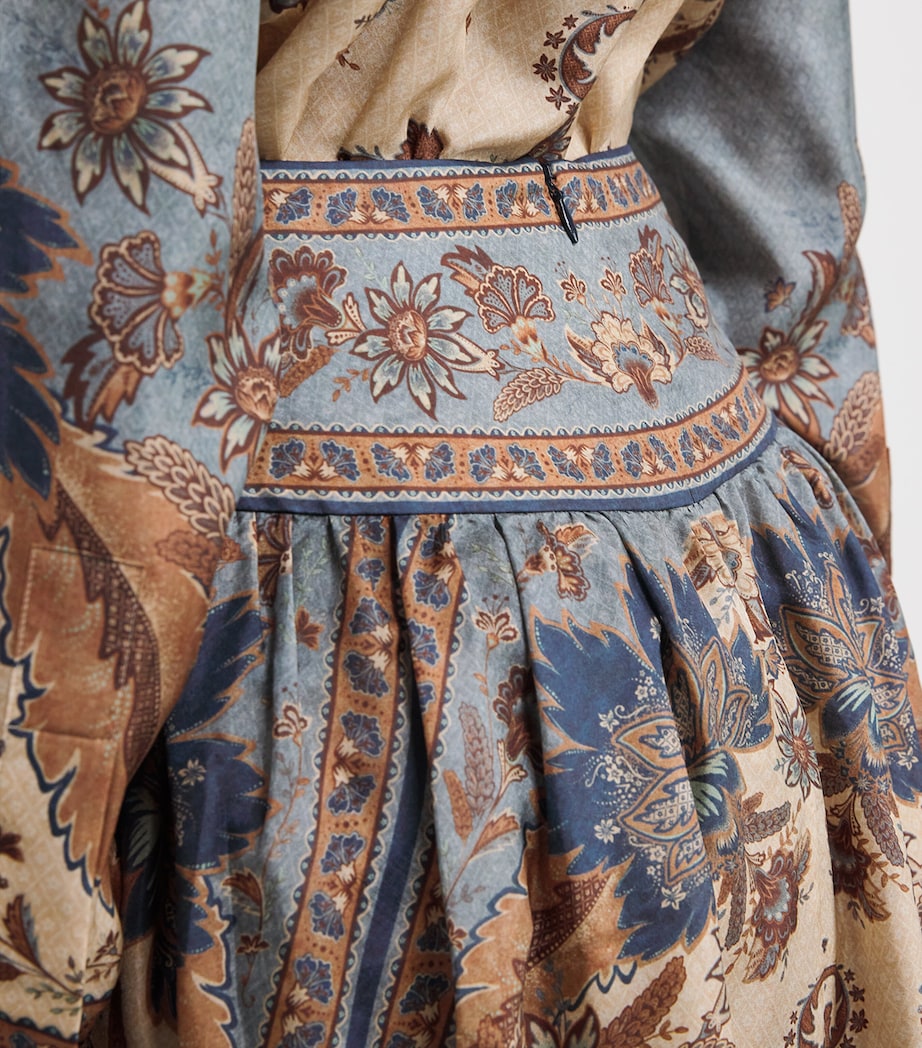 Silk Floral Ascension Midi Skirt BLCMINFLO BL/CRM I/F Image 6