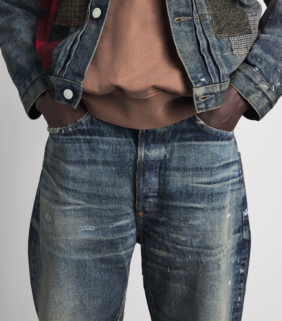Junya Watanabe MAN Mens Distressed Patchwork Straight Jeans Indg X Gry/bk/grn Image 3