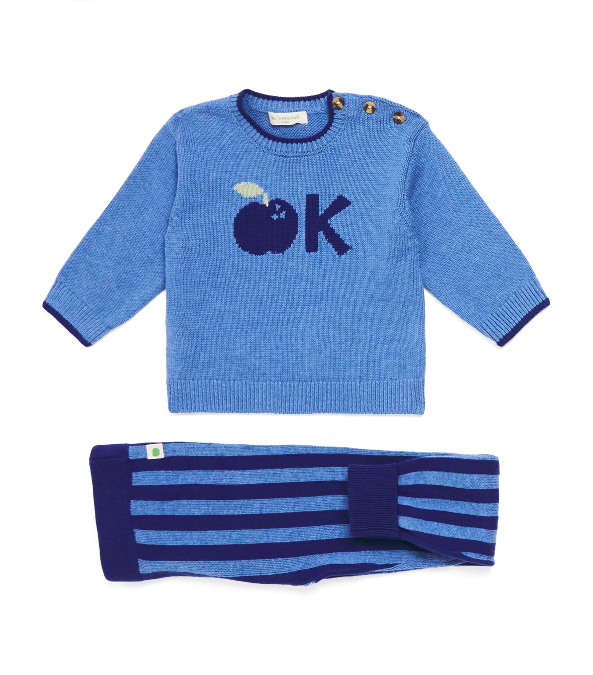 The Bonnie Mob Apple Knit Sweater And Leggings Set In Blue