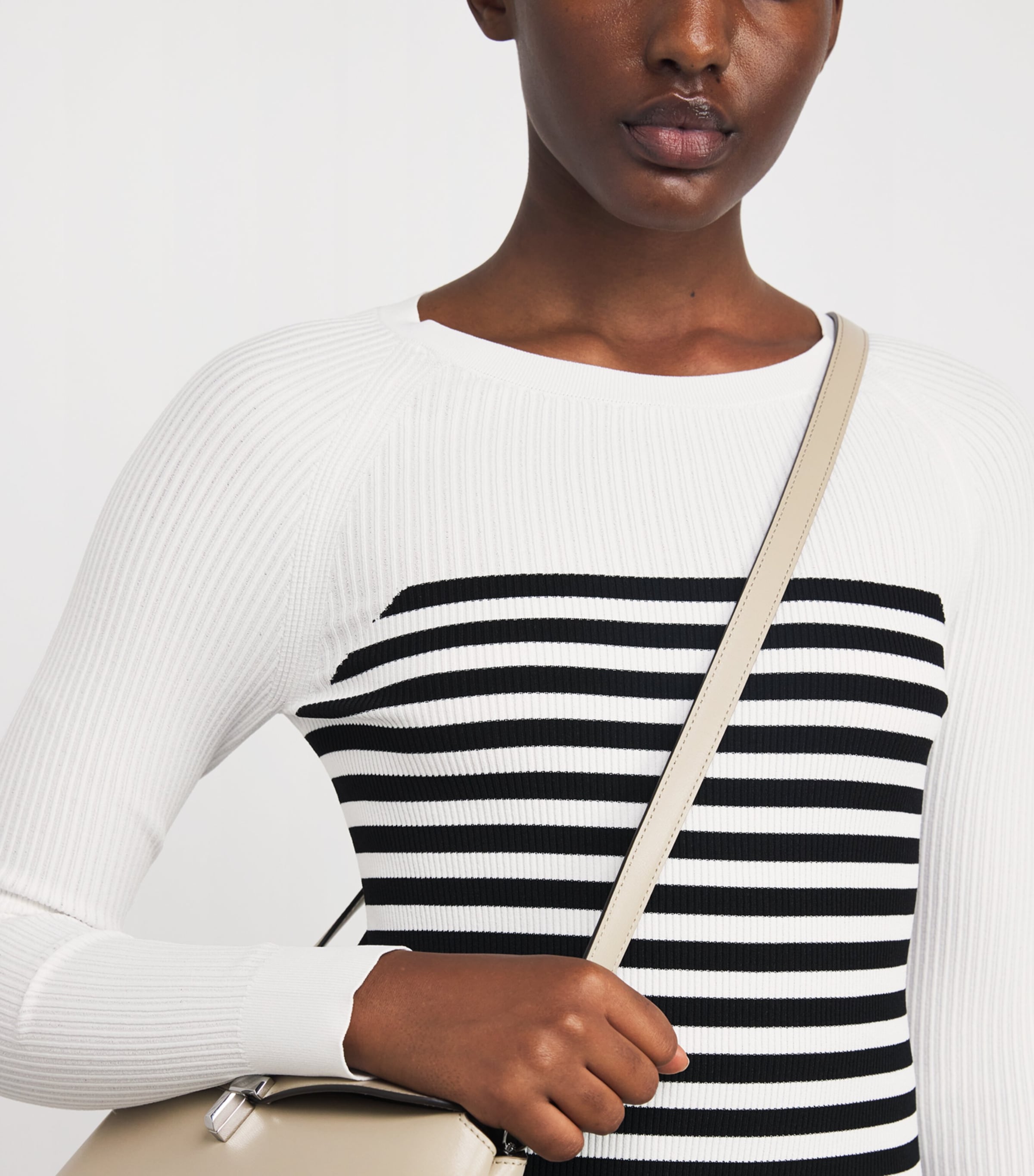 Rib-Knit Stripe Sweater WHITE Image 6