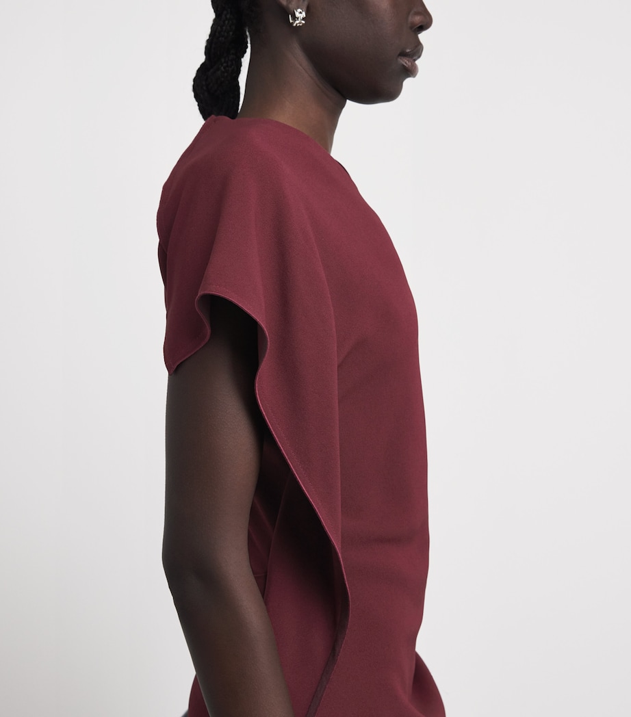 Victoria Beckham Womens Satin Asymmetric Victoria Midi Dress Cinnabar Red Image 3