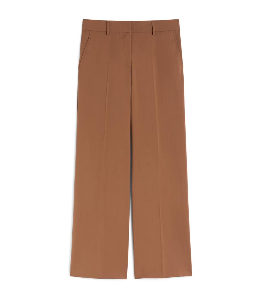 Weekend Max Mara Womens Wool Wide-Leg Trousers Tobacco Image 1