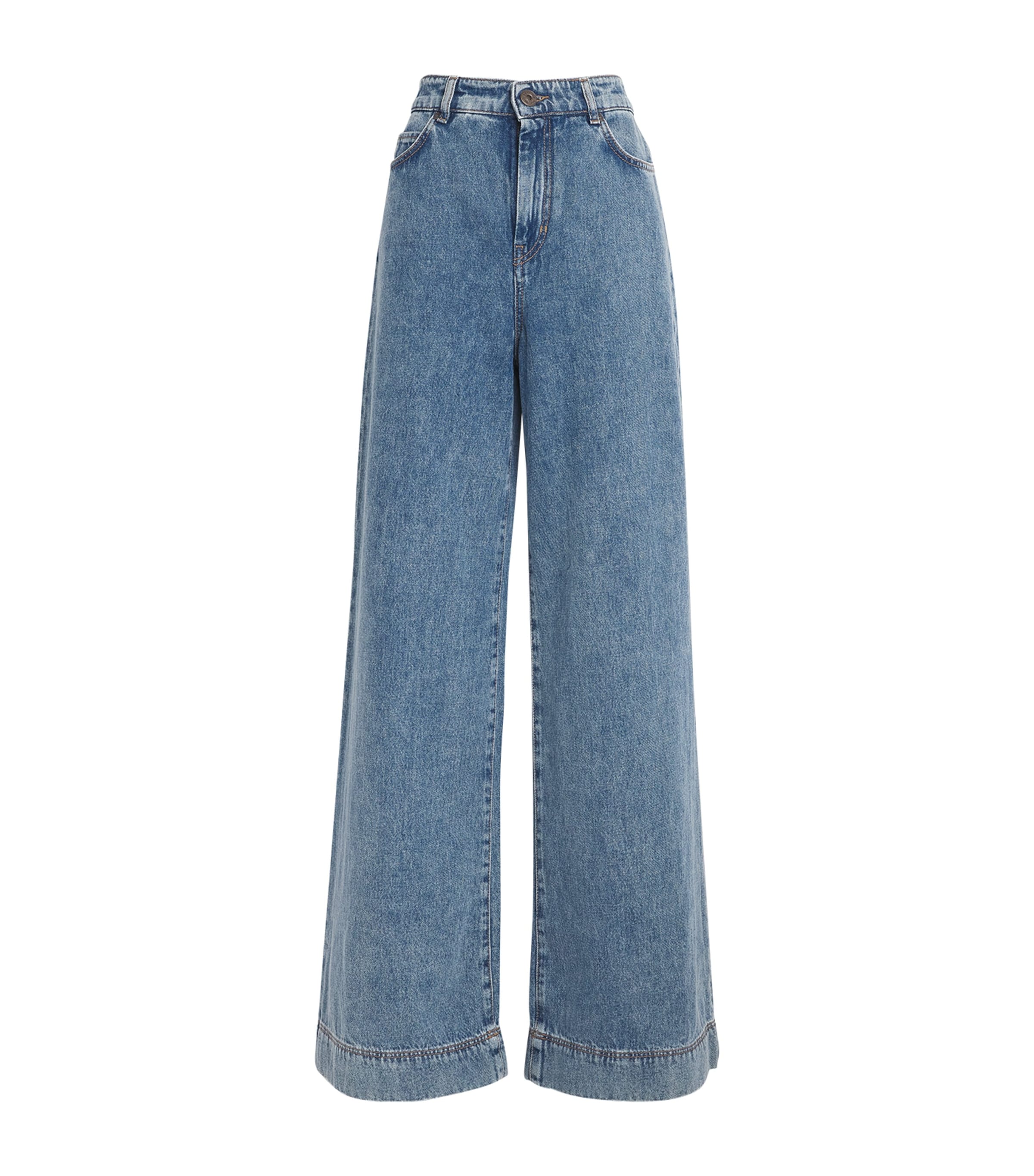 Shop Weekend Max Mara High-rise Extra-wide-leg Jeans In Blue