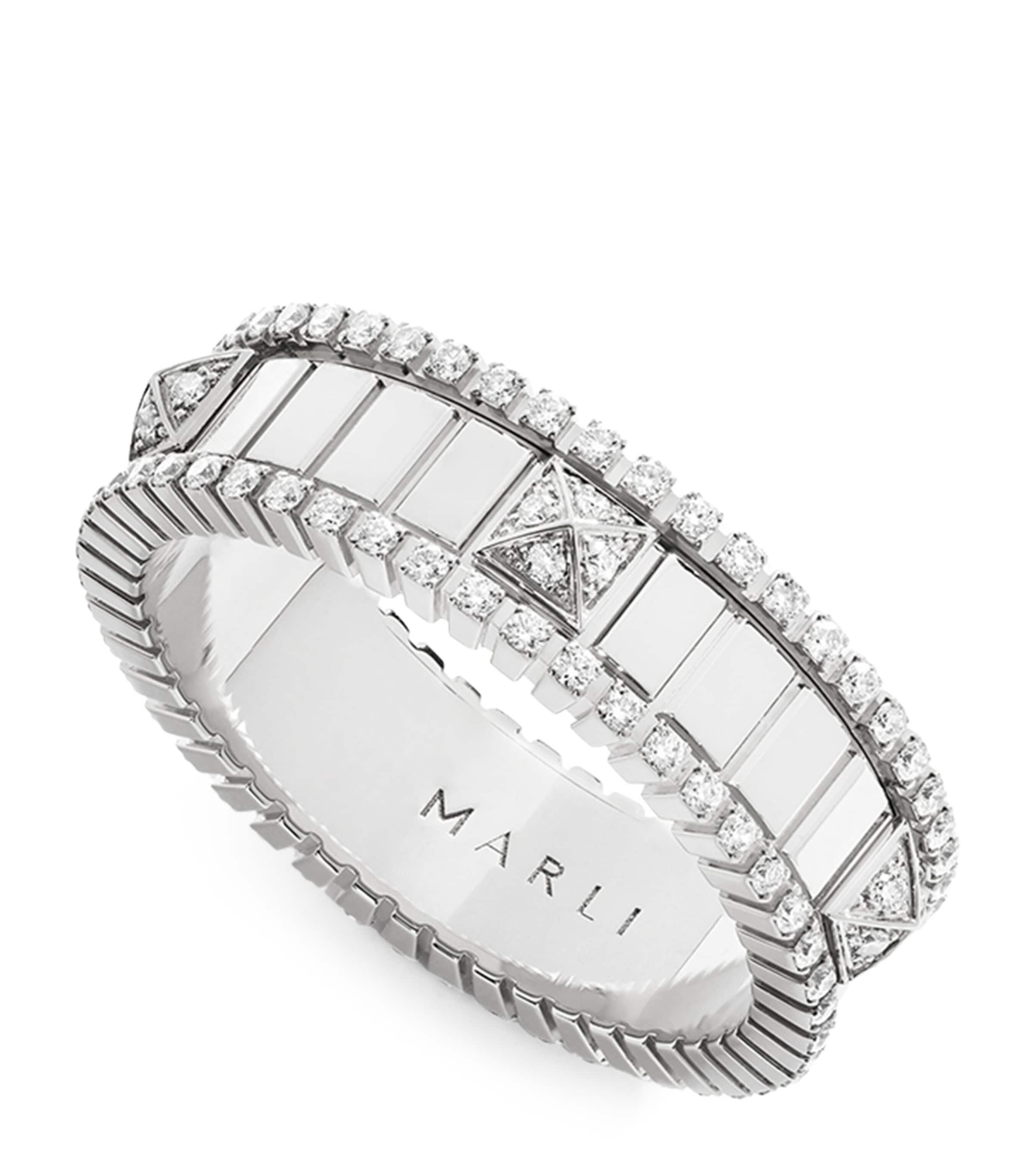 Marli New York White Gold And Diamond Life Spinning Ring In White