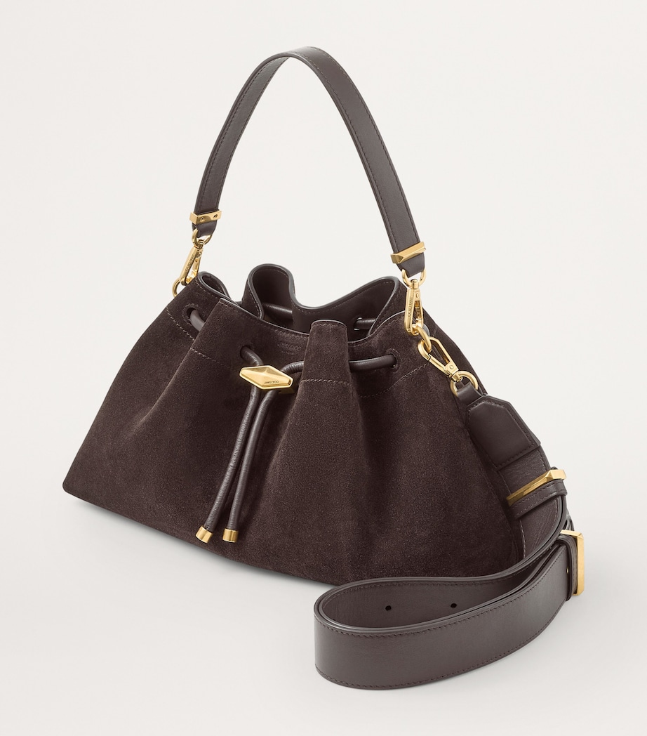 Medium Cinch Suede Shoulder Bag COFFEE/GOLD Image 3