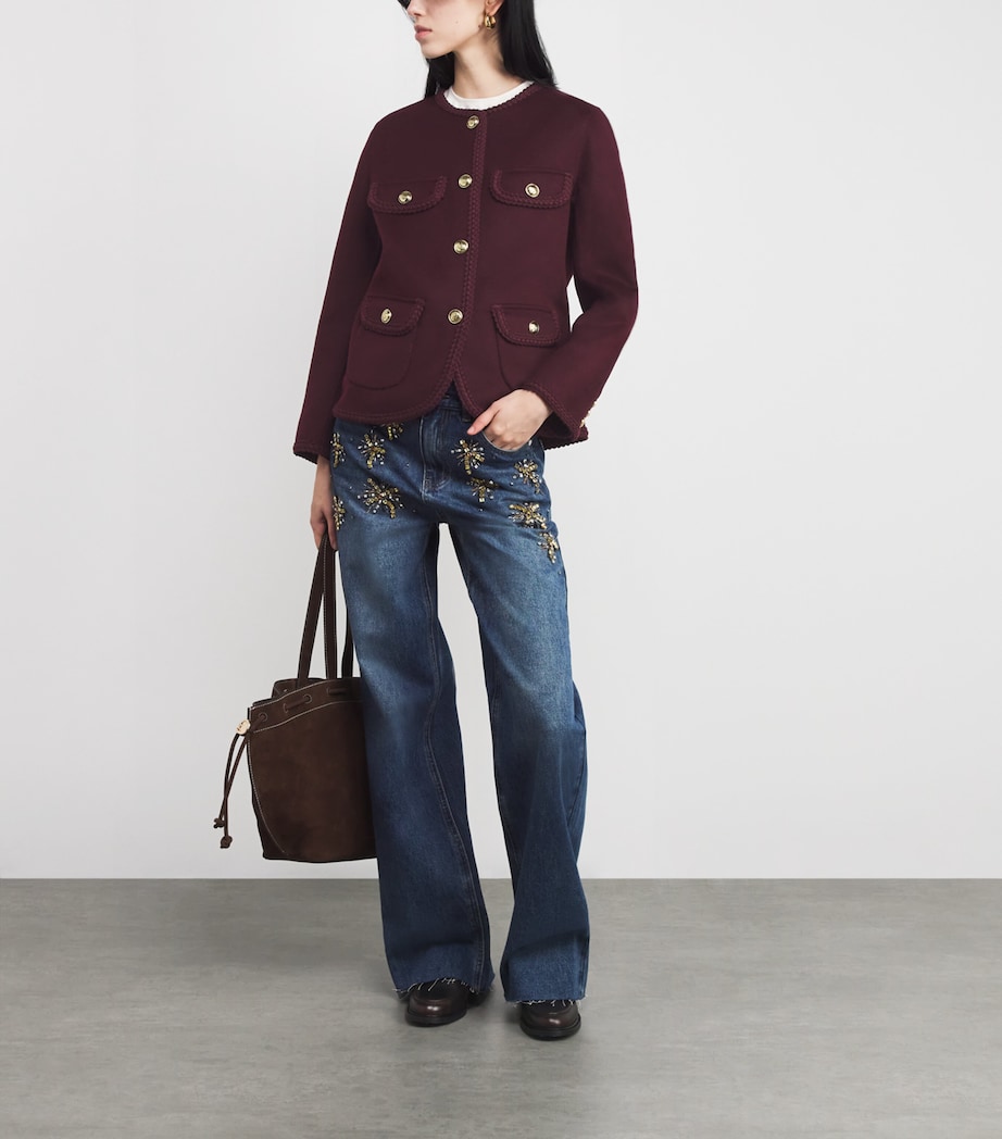Wool-Blend Braid-Trim Jacket BORDEAUX Image 2