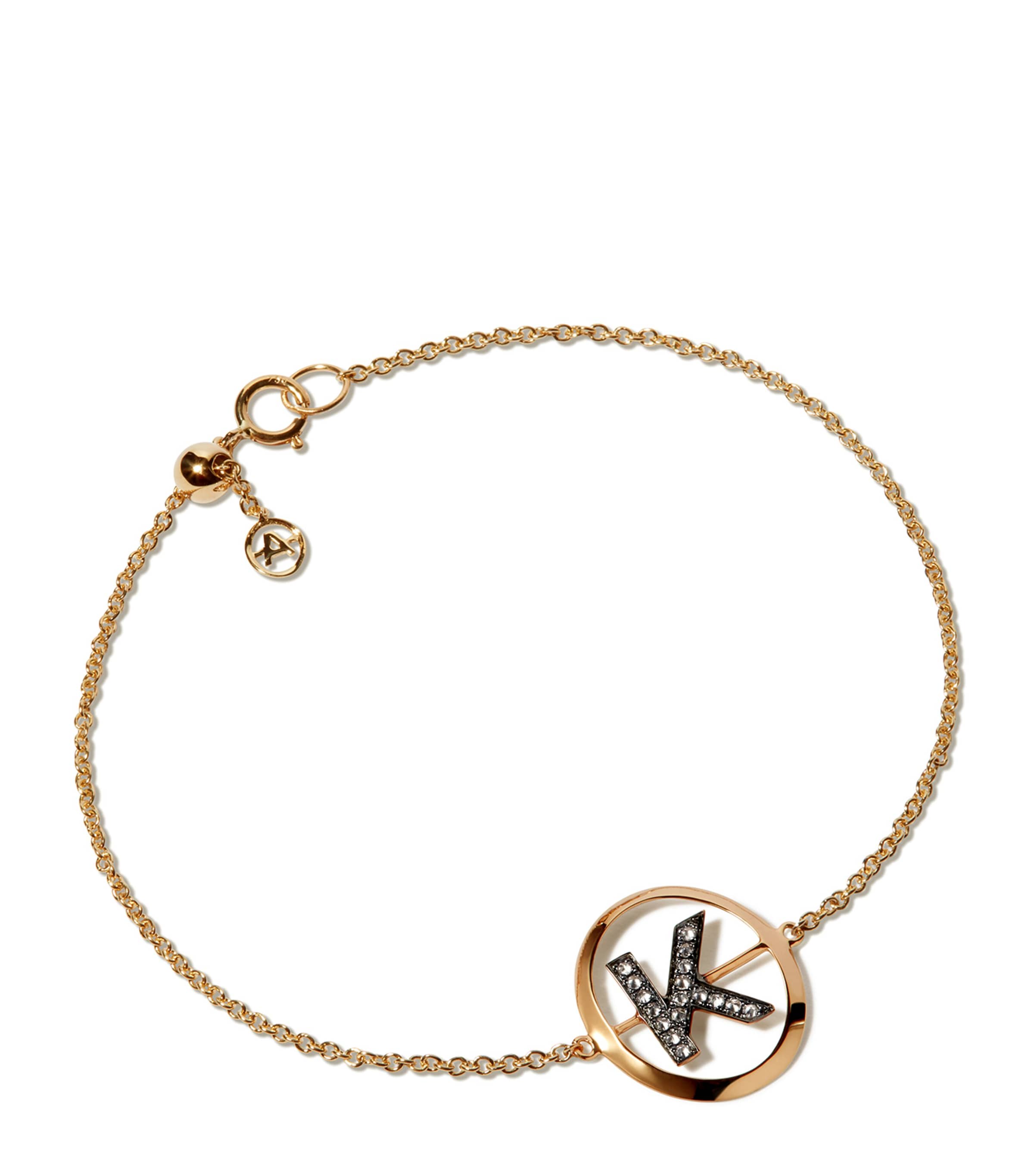 Annoushka Yellow Gold And Diamond Initial K Bracelet In Gold
