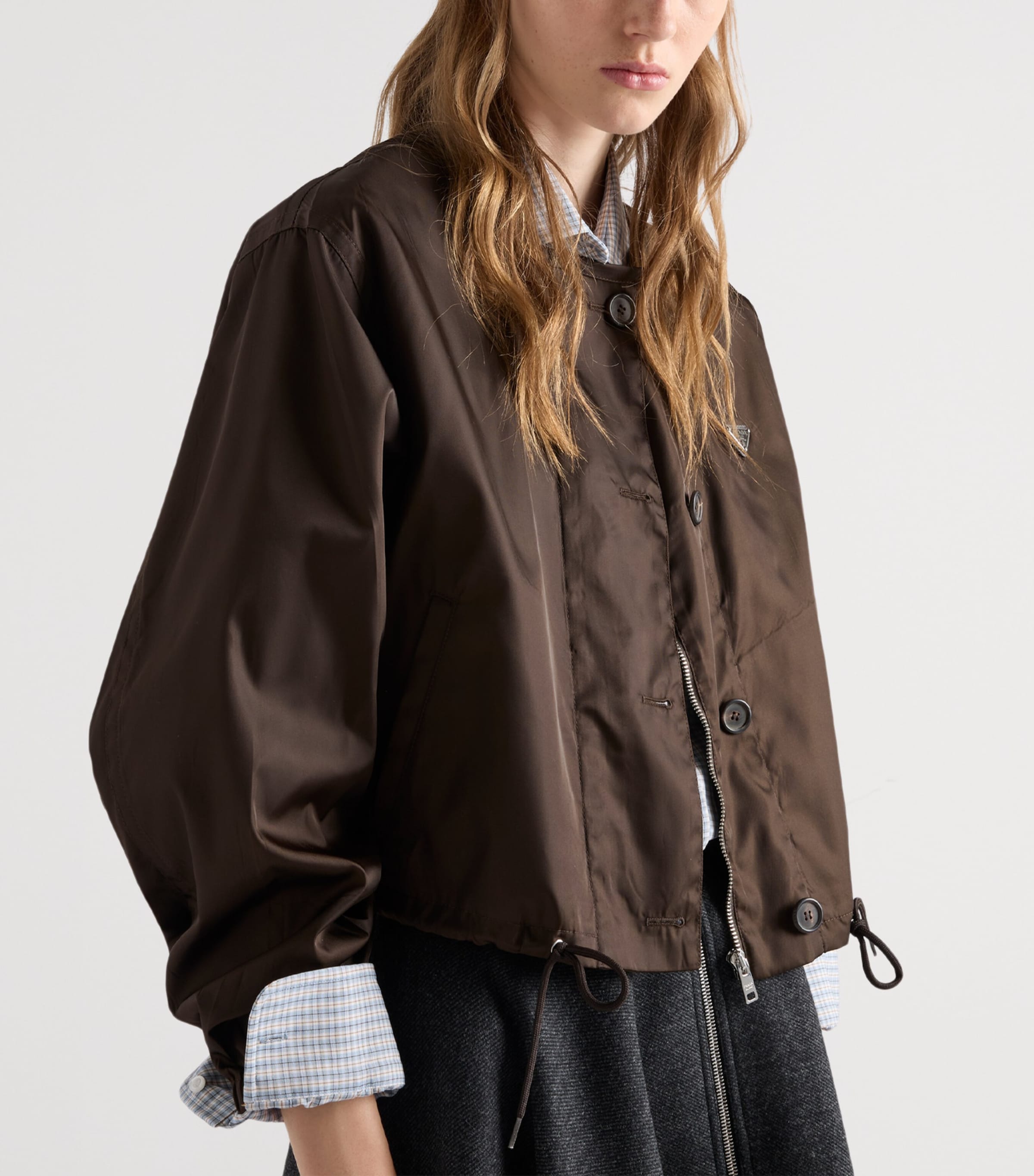 Prada Womens Re-Nylon Triangle Jacket Brown Image 3