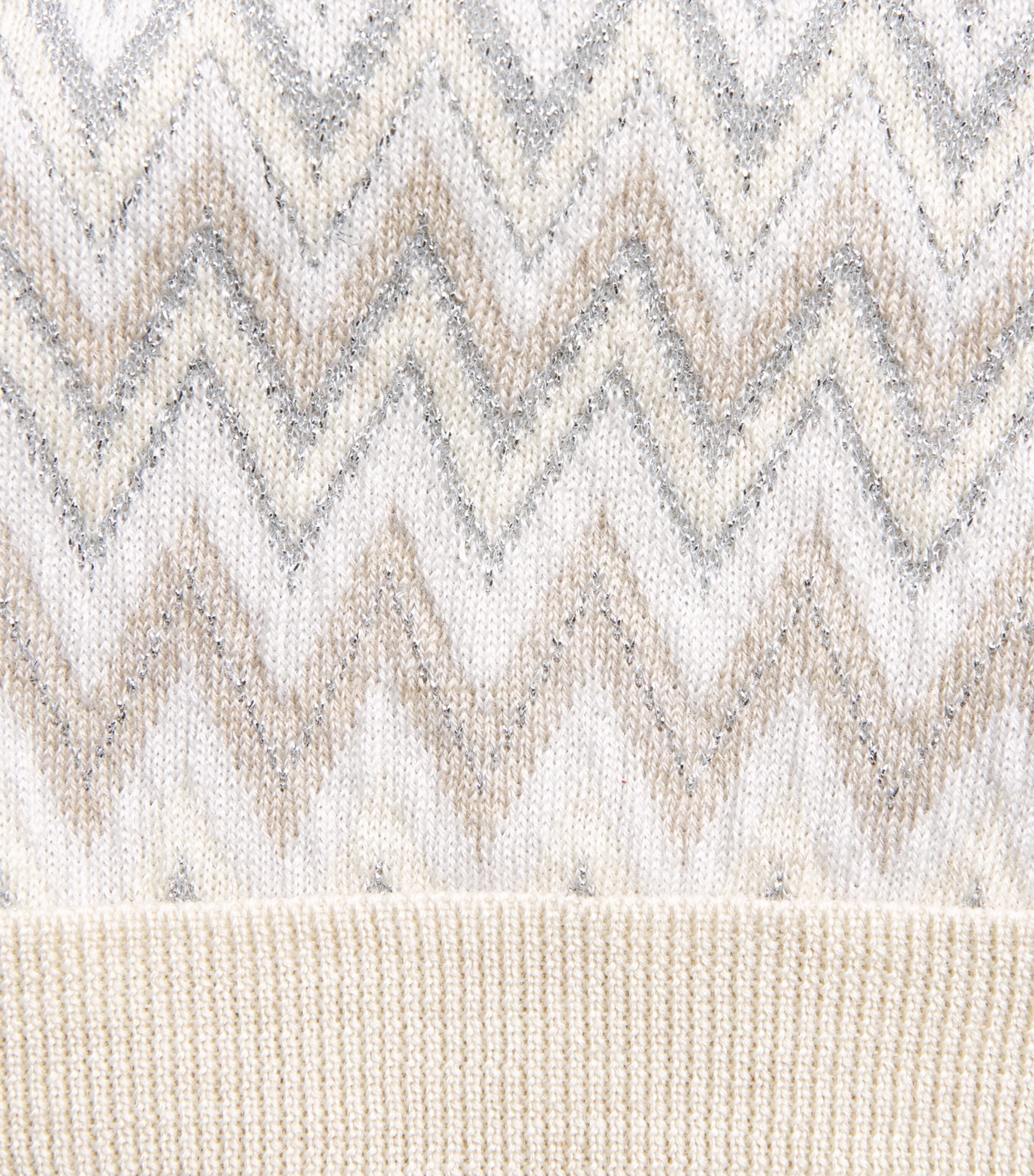 Missoni Kids Cotton Zig-Zag Beanie Beige.ch.mel/argento Image 2