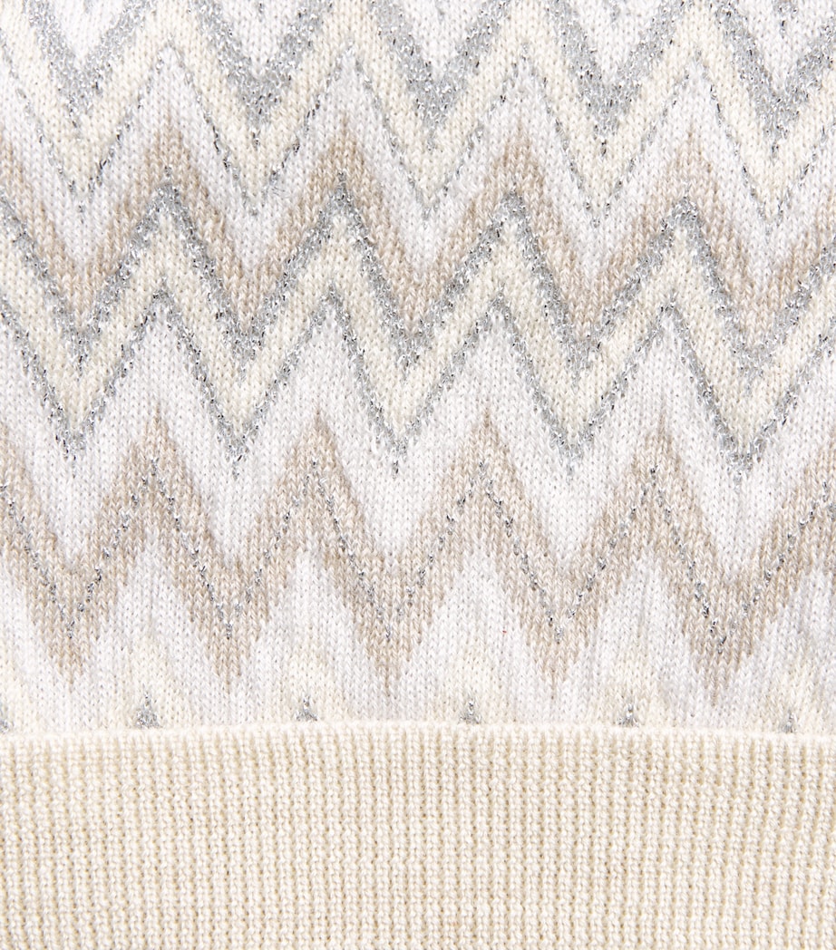 Missoni Kids Cotton Zig-Zag Beanie Beige.ch.mel/argento Image 2