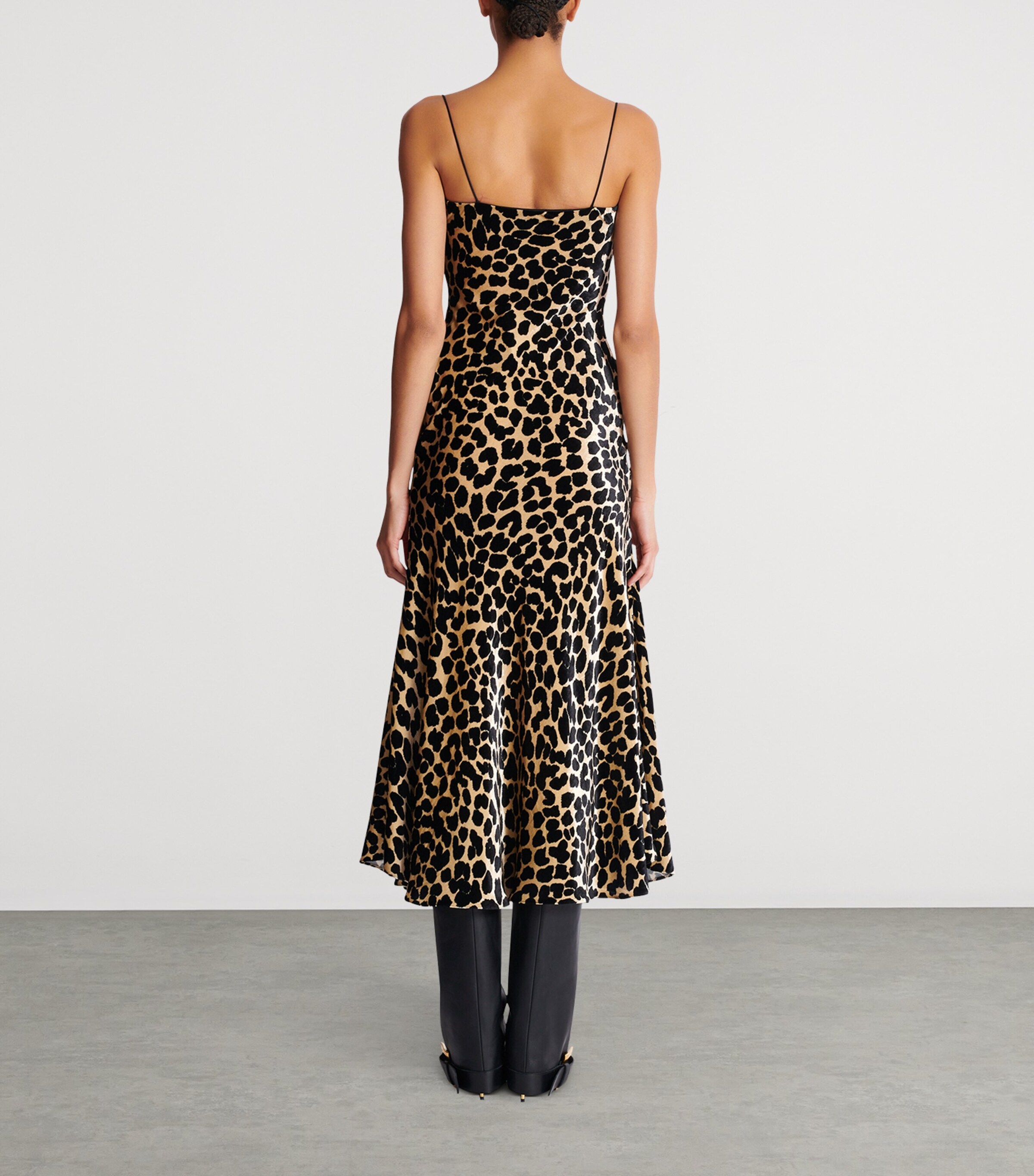 Velvet Leopard Print Midi Dress GBA BEIGE/NOIR Image 6