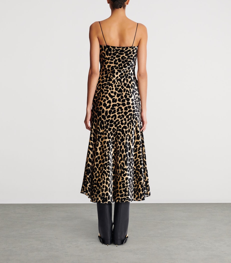 Velvet Leopard Print Midi Dress GBA BEIGE/NOIR Image 6