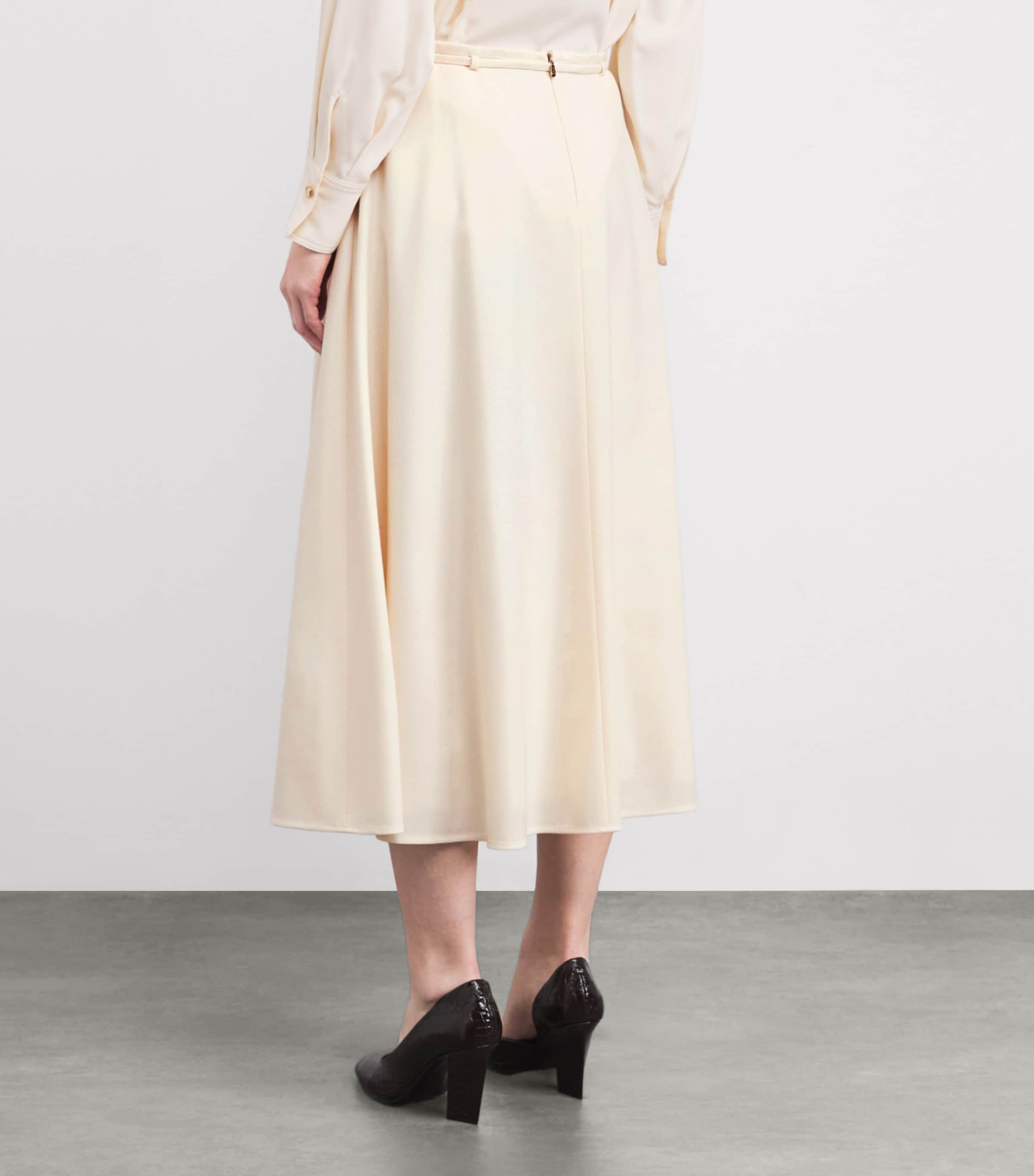 Virgin Wool A-Line Midi Skirt N08 IVORY - BUTTER Image 4