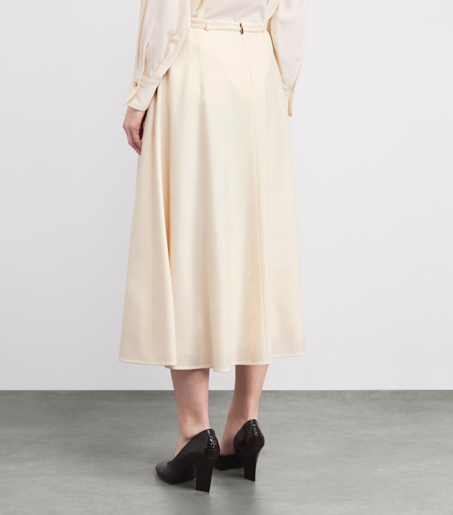 Virgin Wool A-Line Midi Skirt N08 IVORY - BUTTER Image 4