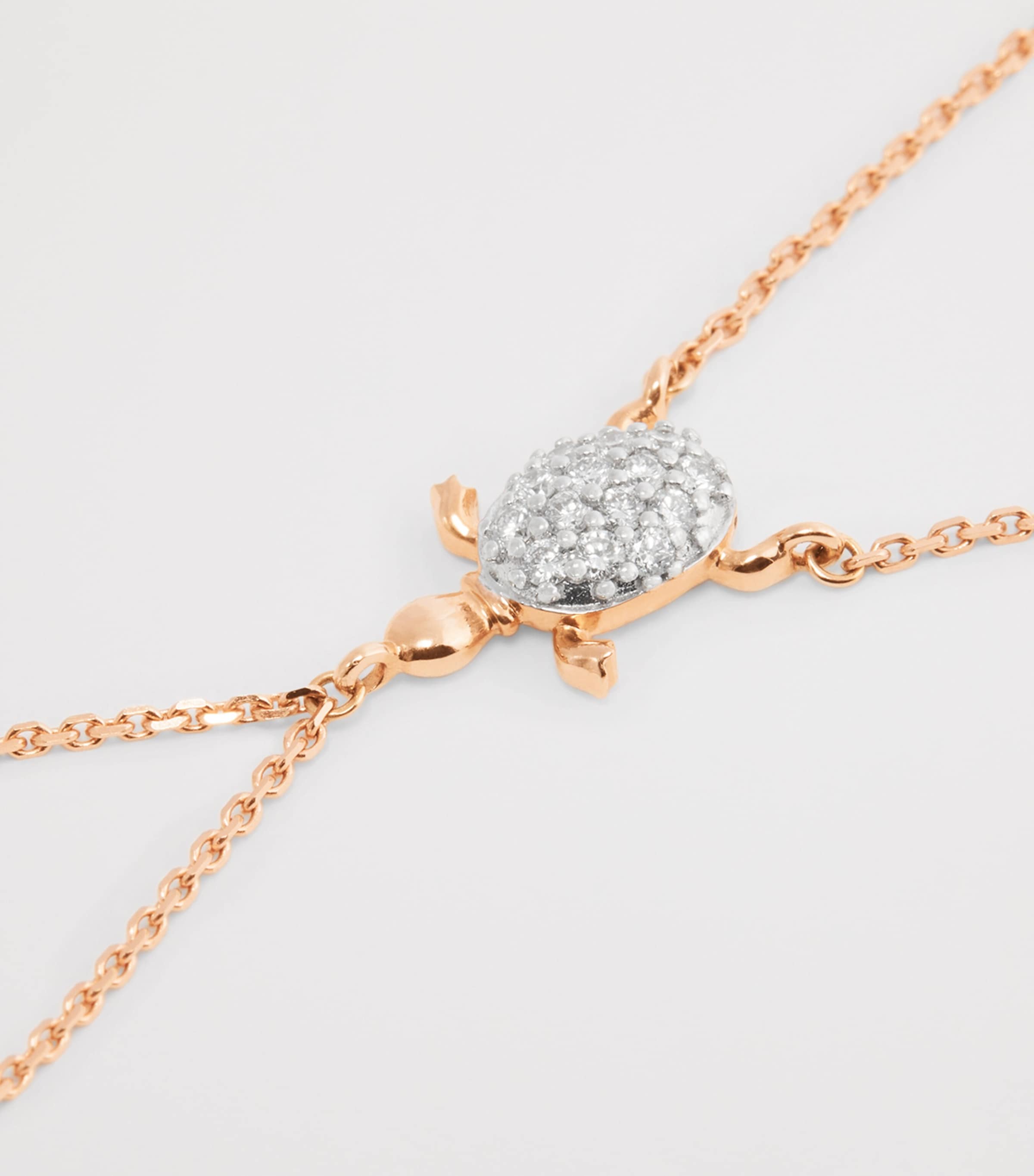 Rose Gold and Diamond Turtle Bracelet WHITE Image 4