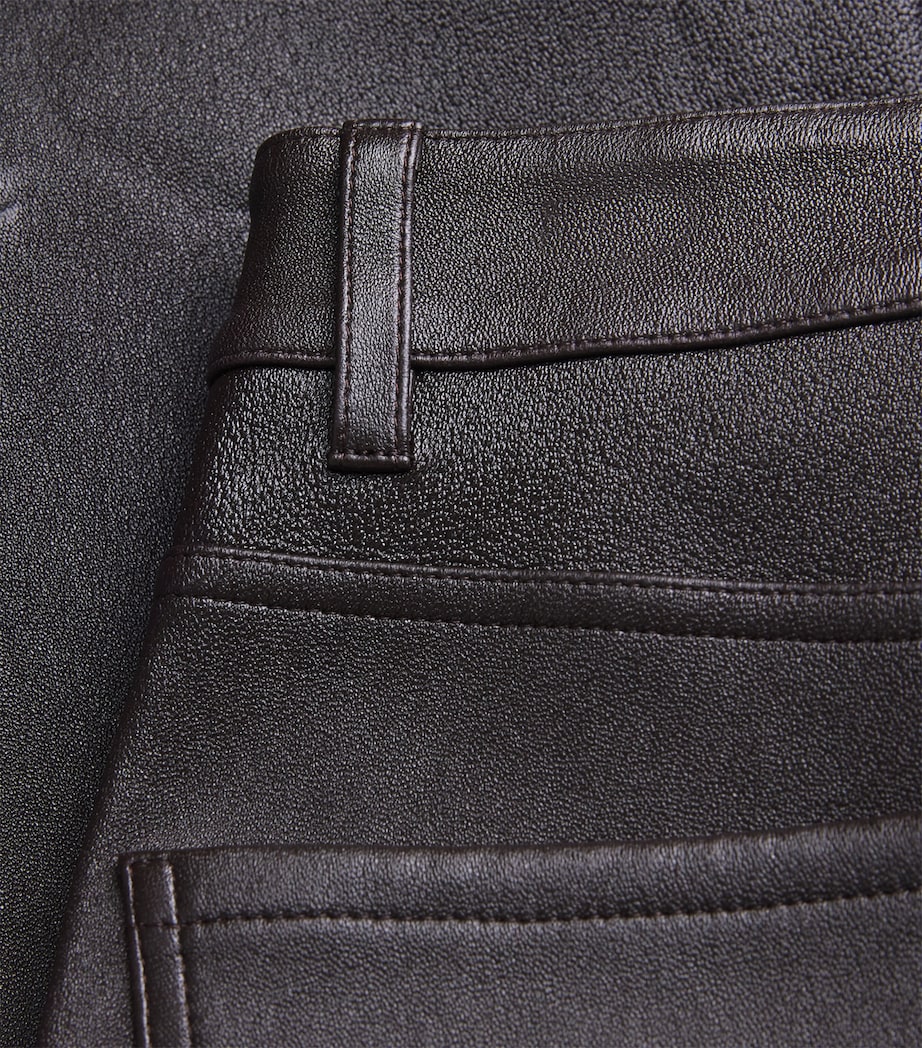 Leather Cropped Straight Trousers 2P5-PLUM BROWN Image 5