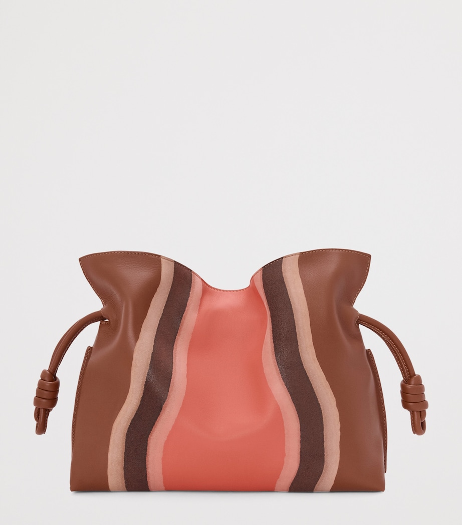 Leather Stripe Flamenco Clutch Bag PECAN PARROT PINK Image 4