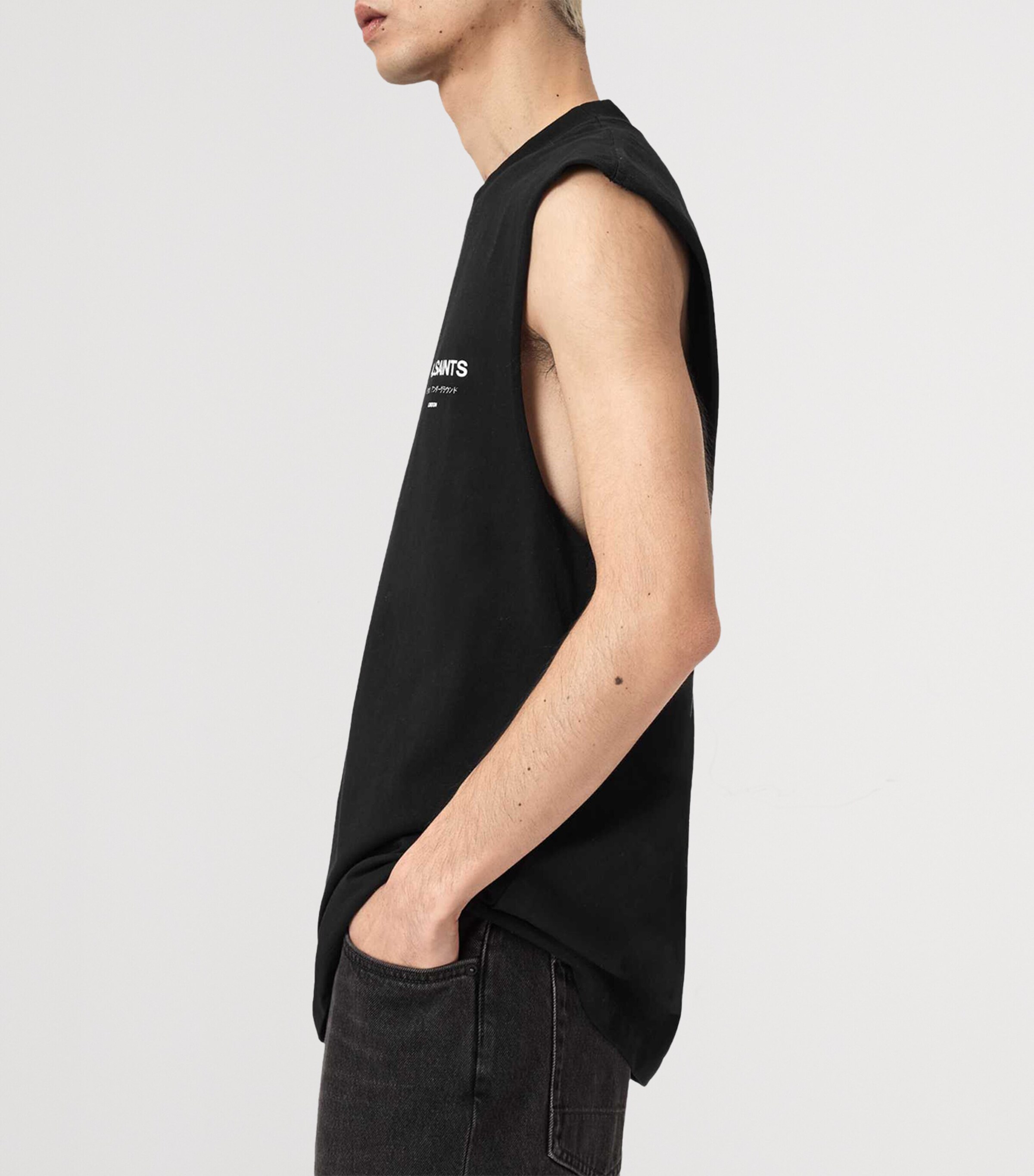 AllSaints Mens Cotton Underground Tank Top Jet Black Image 6