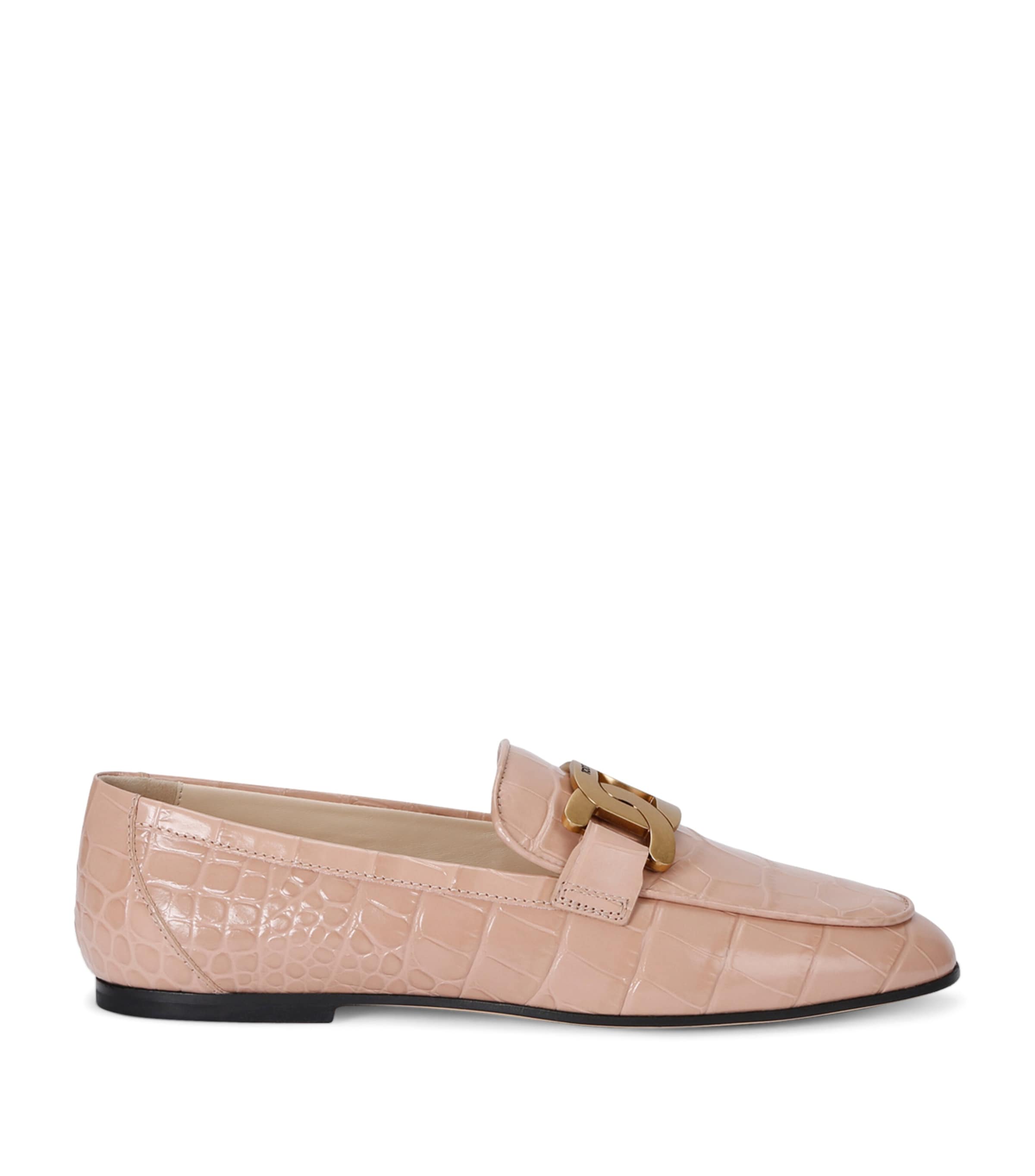 Shop Tod's Leather Kate Loafers In Beige