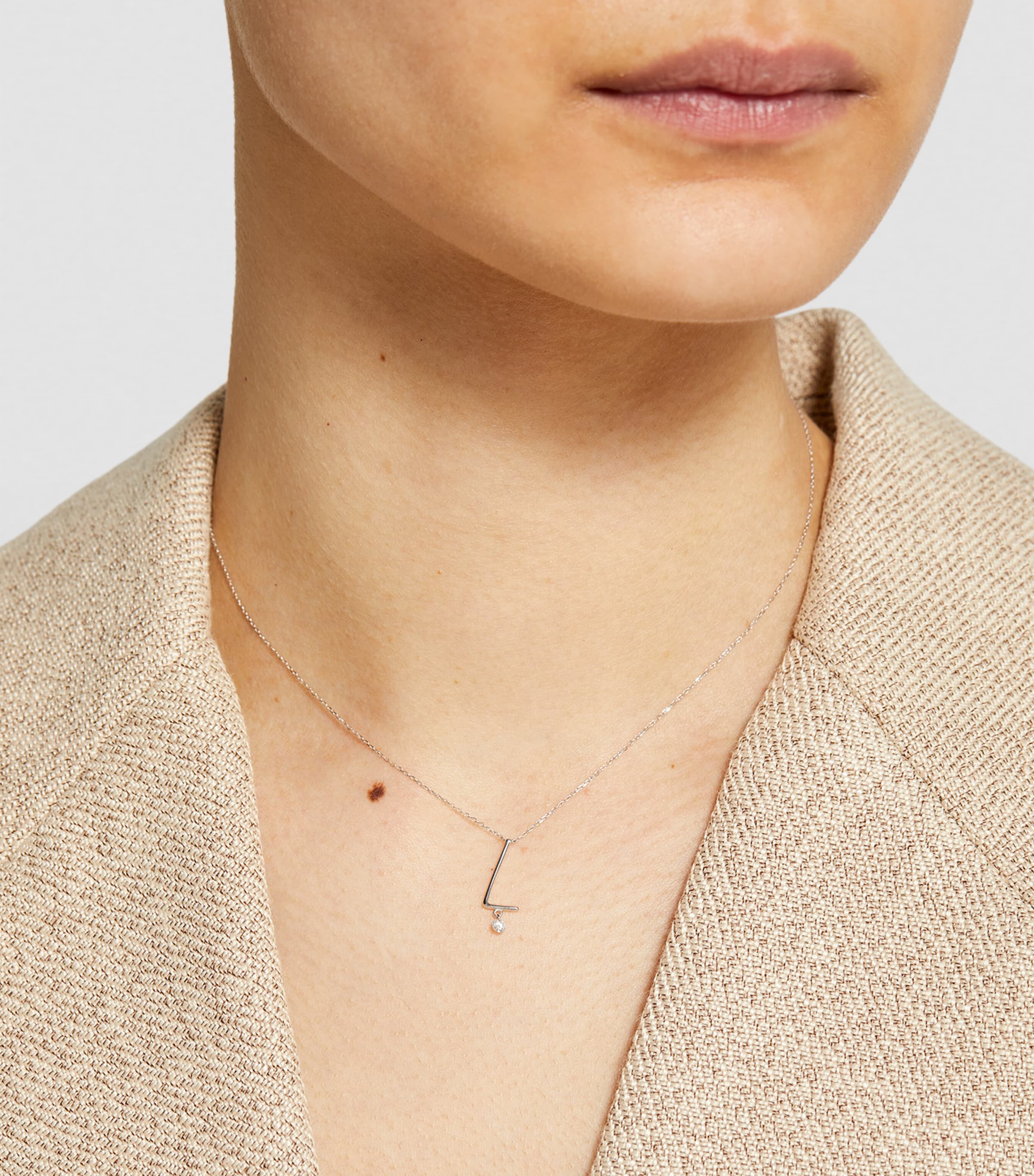 White Gold and Diamond Alphabet Necklace WHITE GOLD Image 4