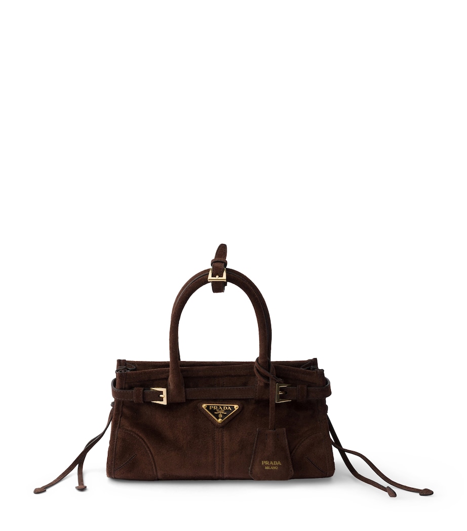 Prada Mini Suede Bonnie Top-Handle Bag Brown Image 1