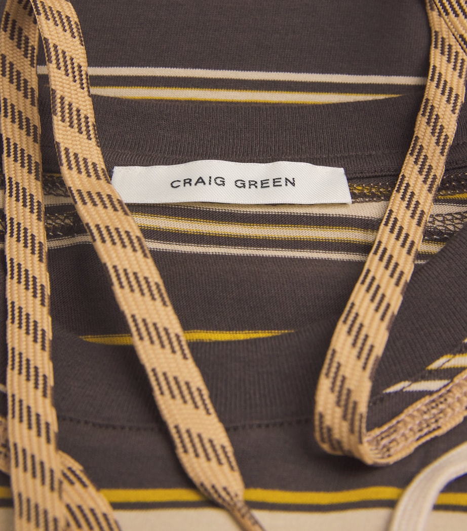 Craig Green Mens Cotton Stripe Trek-Lace T-Shirt Charcoal Stripe Image 5
