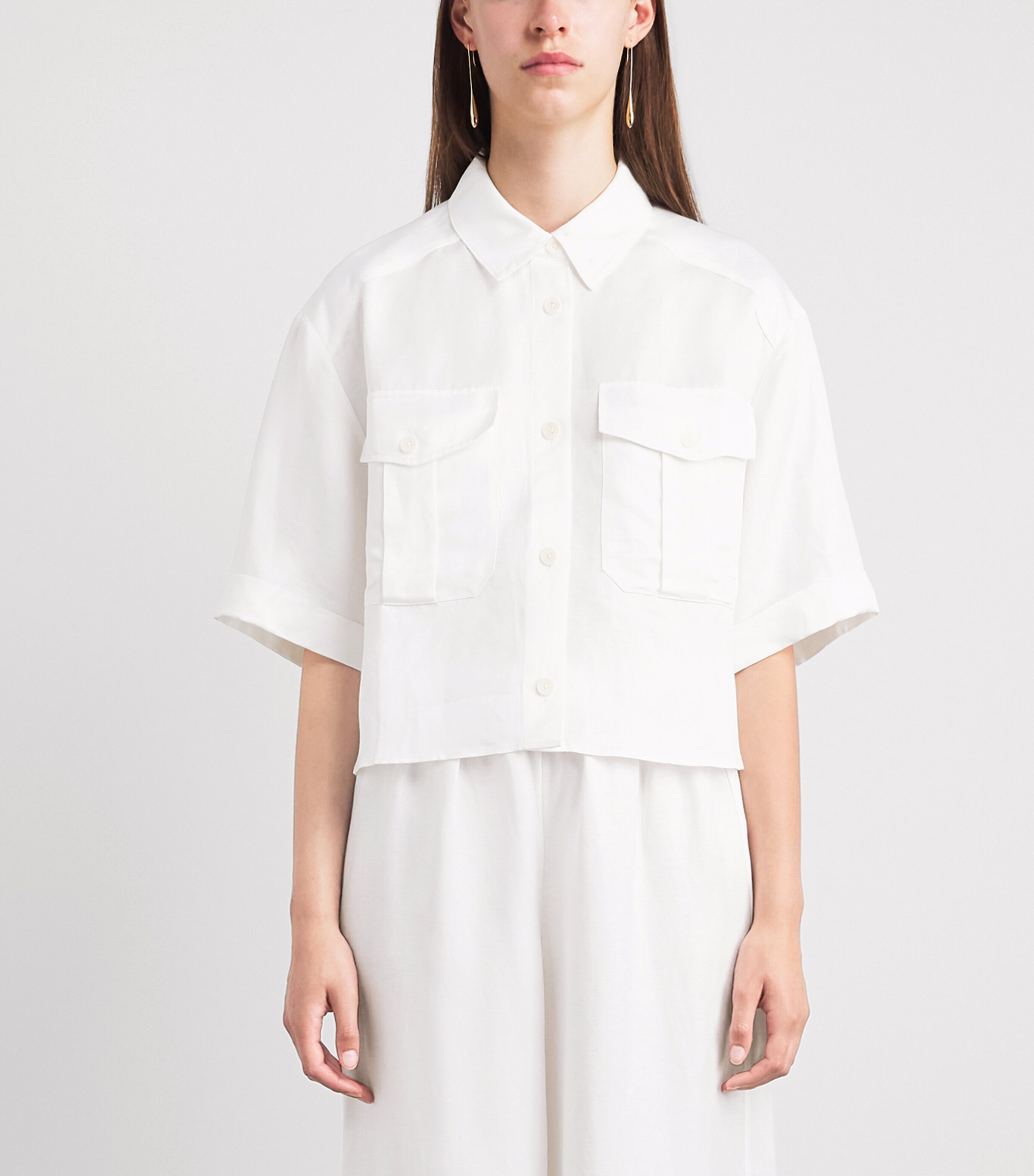 ANINE BING Womens Edith Cropped Shirt Ivory Image 4