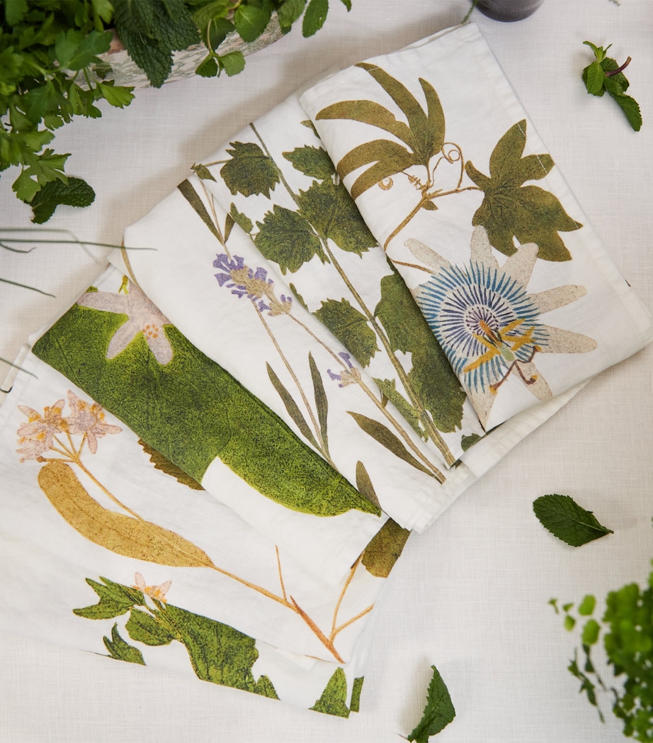 Set of 6 Linen Tisane Herb Garden Napkins (50cm x 50cm) GREEN Image 2